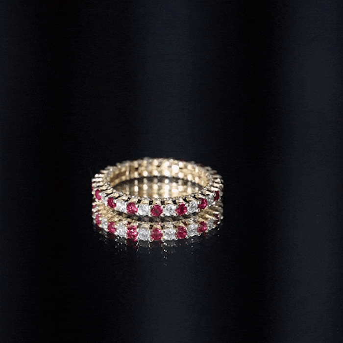 Rosec Jewels-Natural Ruby Diamond Eternity Ring for Anniversary