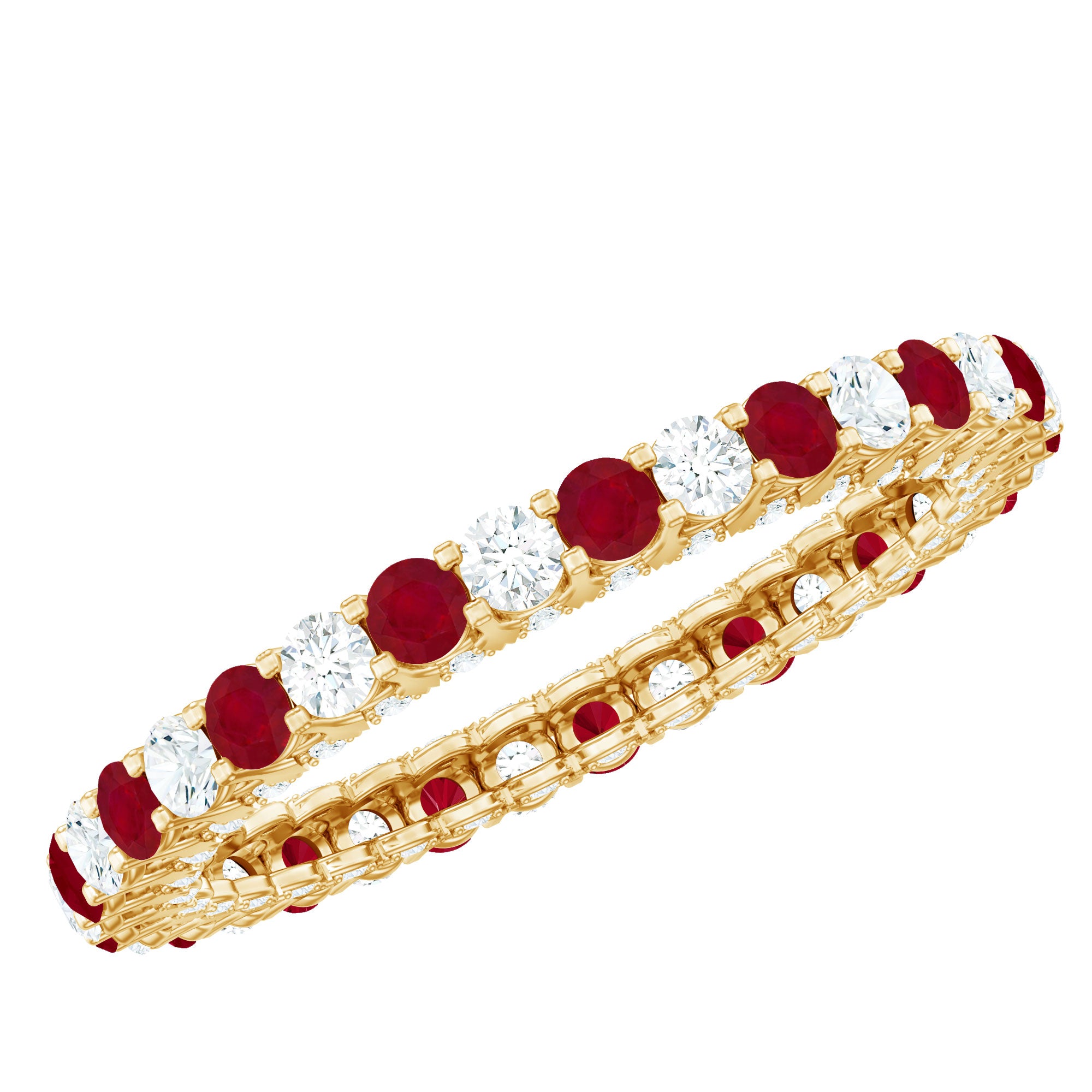 Natural Ruby Diamond Eternity Ring for Anniversary AAA - Rosec Jewels
