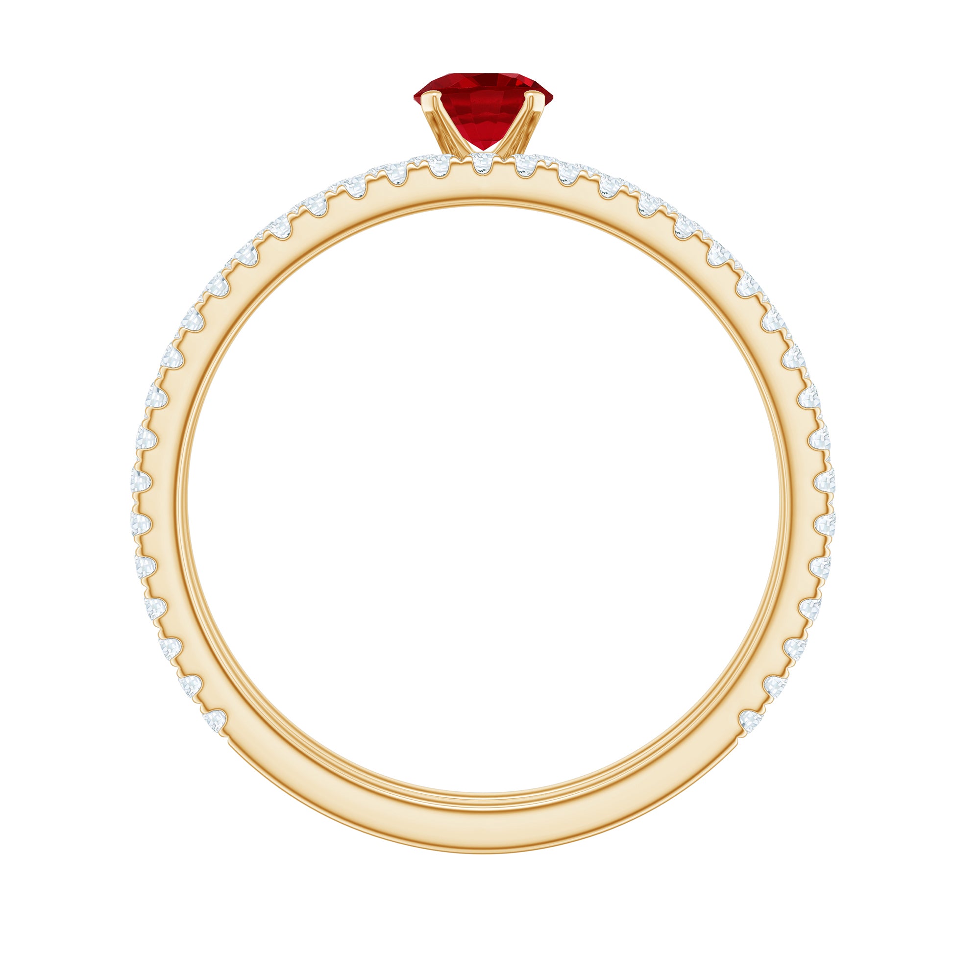 Rosec Jewels-Simple Lab Created Ruby and Diamond Wedding Ring Set
