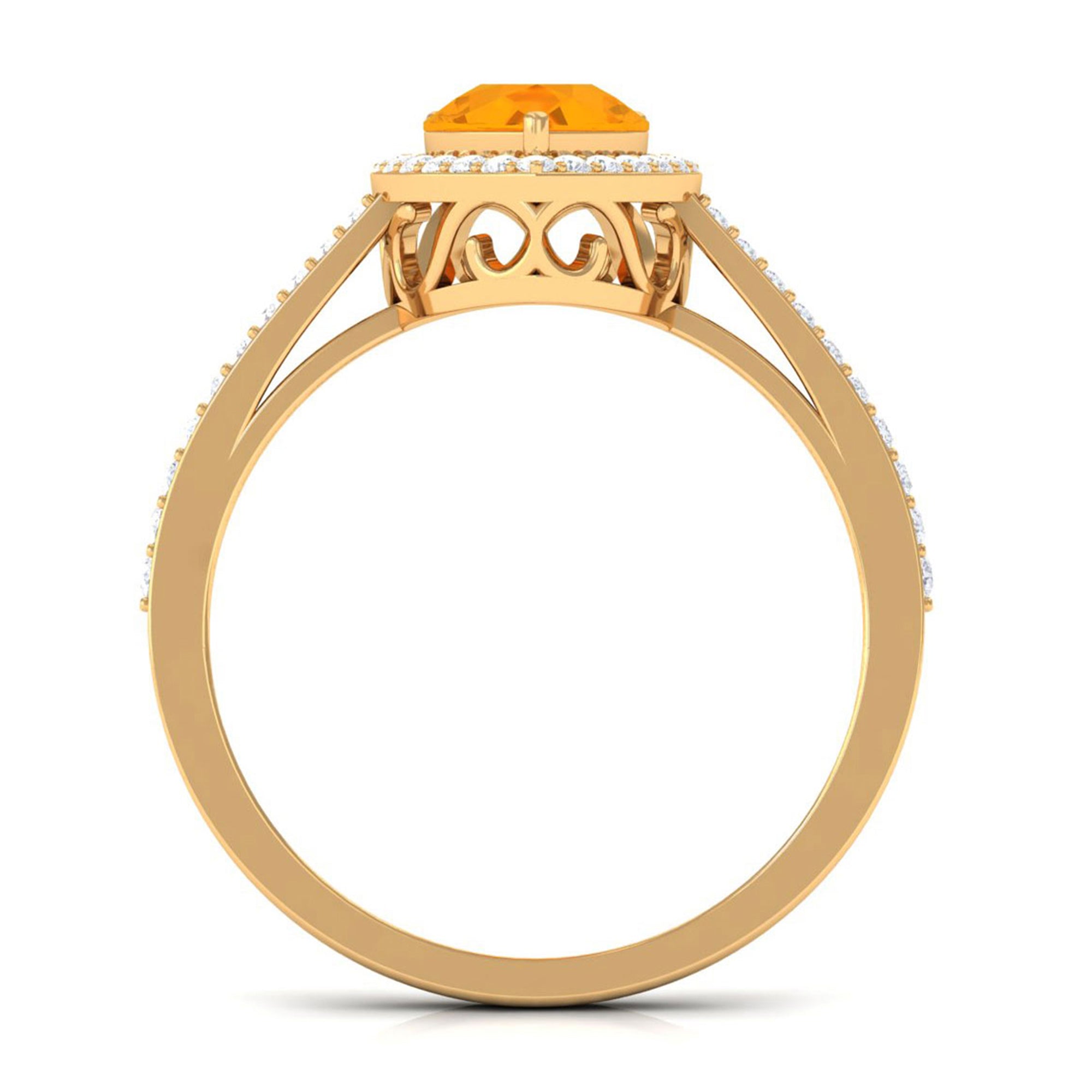 Rosec Jewels-Real 0.6 Carat Fire Opal Teardrop Engagement Ring with Diamond Halo