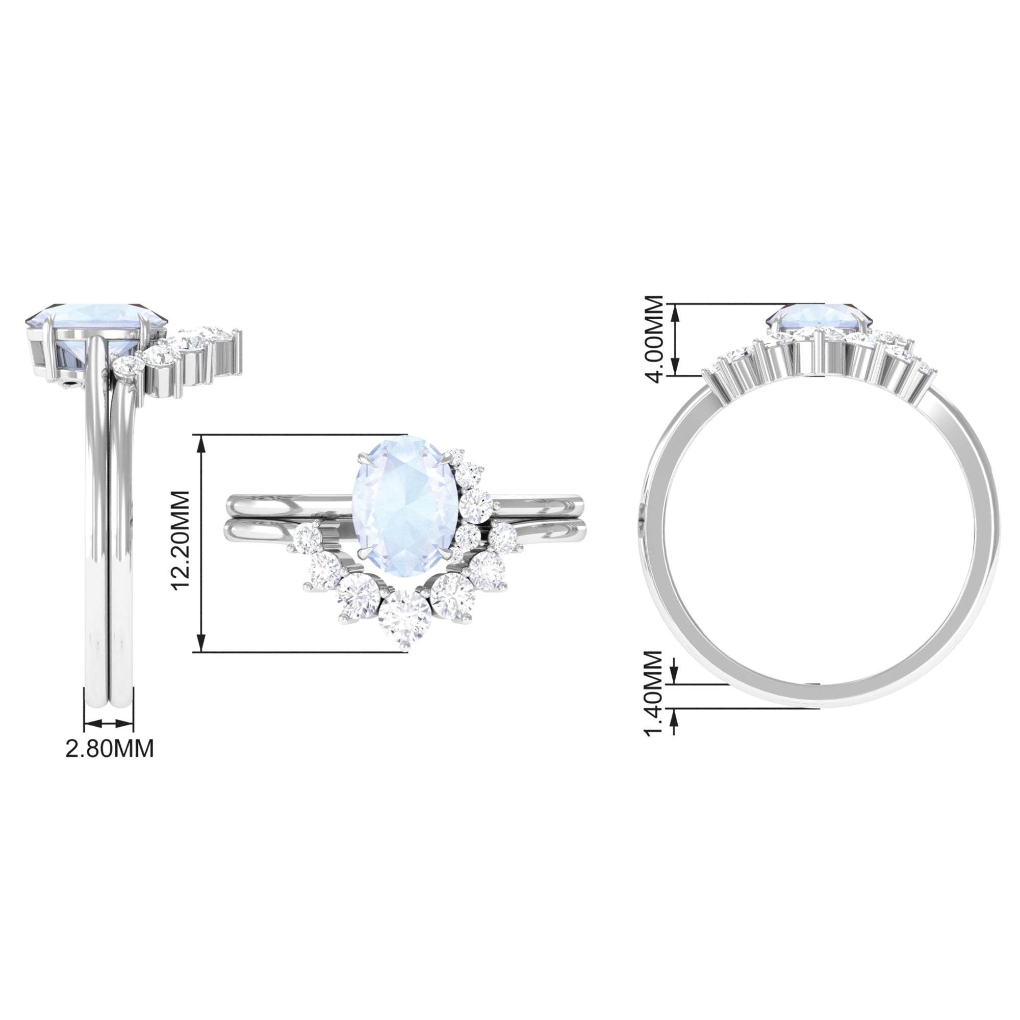 Rosec Jewels-1.25 CT Moonstone and Diamond Engagement Enhancer Ring Set