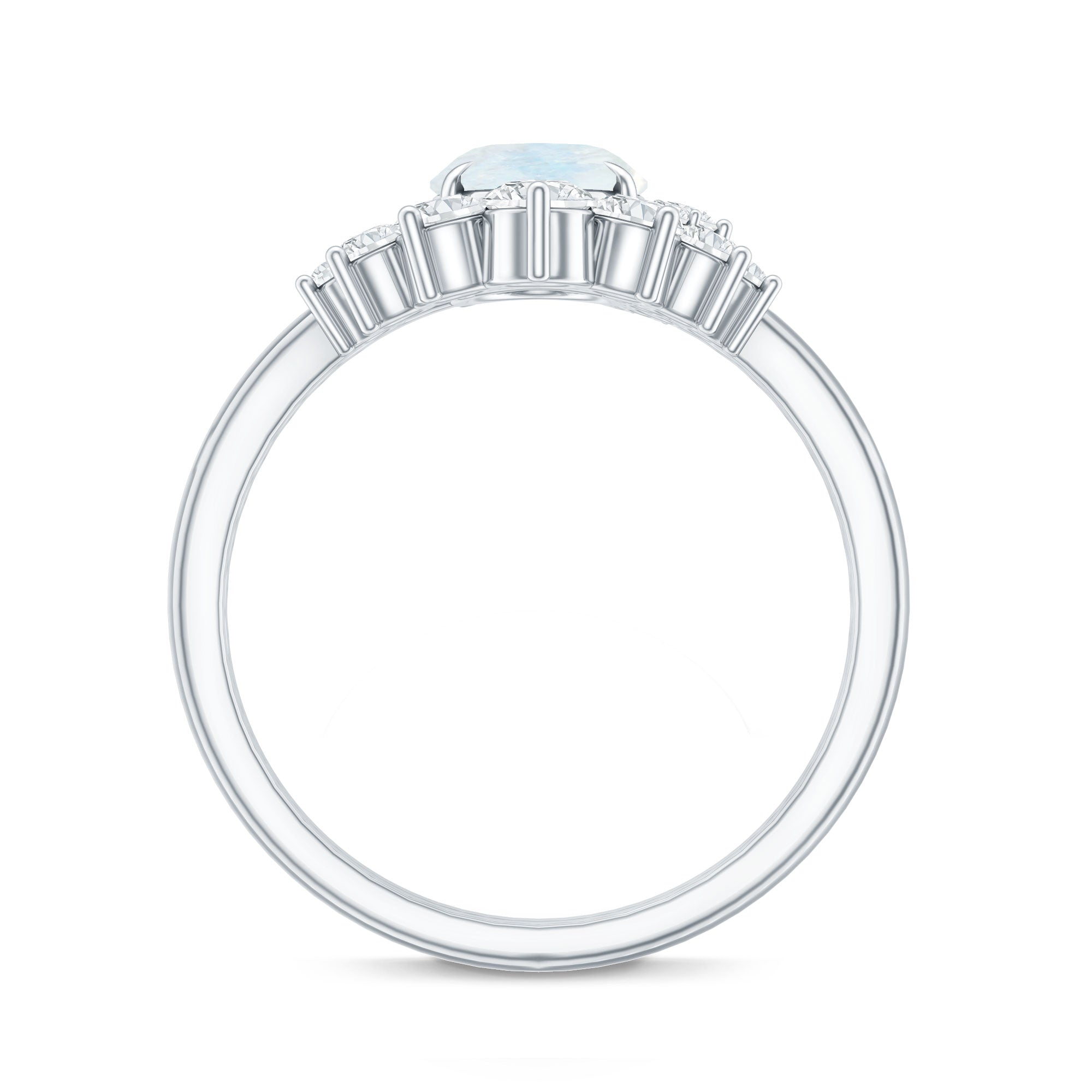 1.25 CT Moonstone and Diamond Engagement Enhancer Ring Set AAA - Rosec Jewels