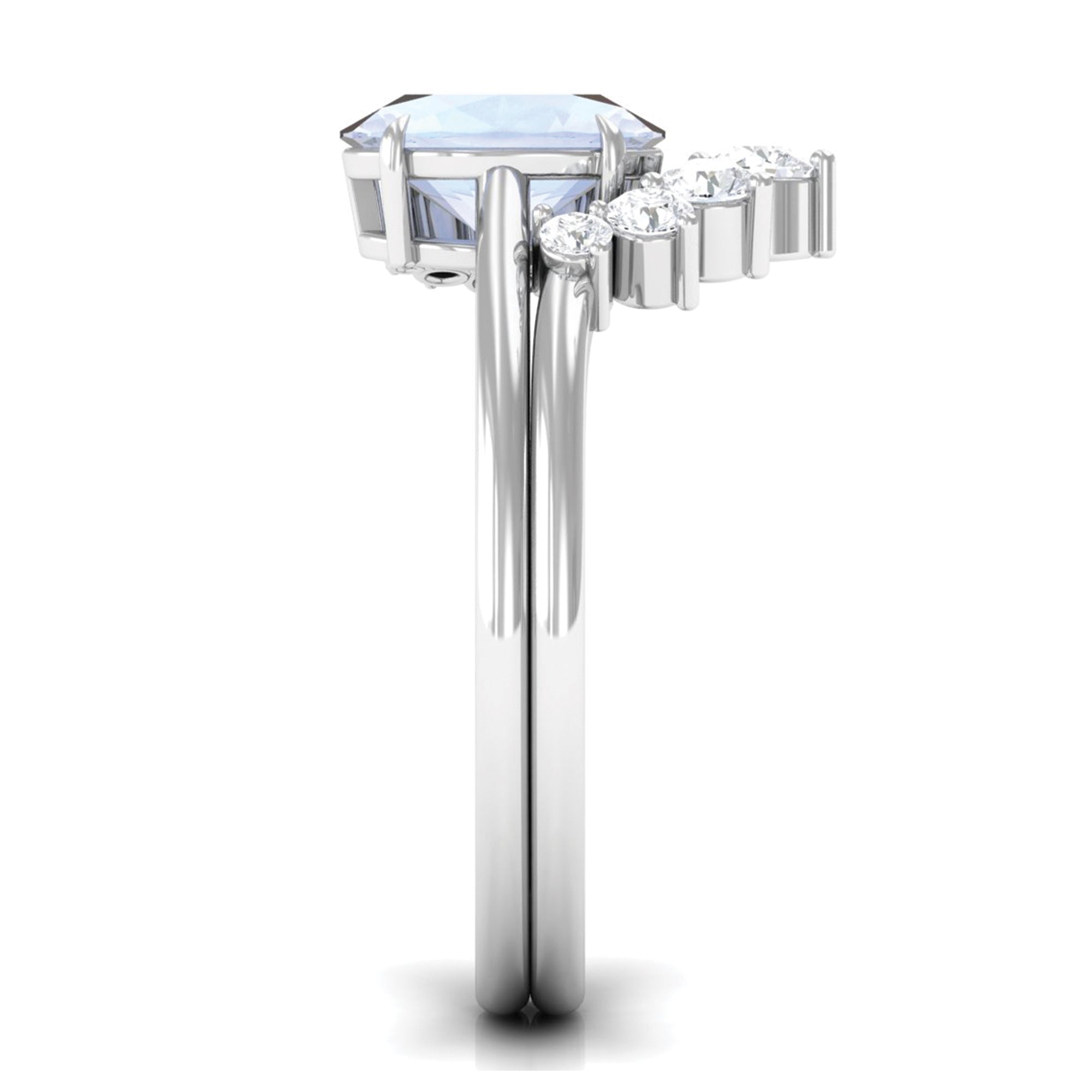 Rosec Jewels-1.25 CT Moonstone and Diamond Engagement Enhancer Ring Set