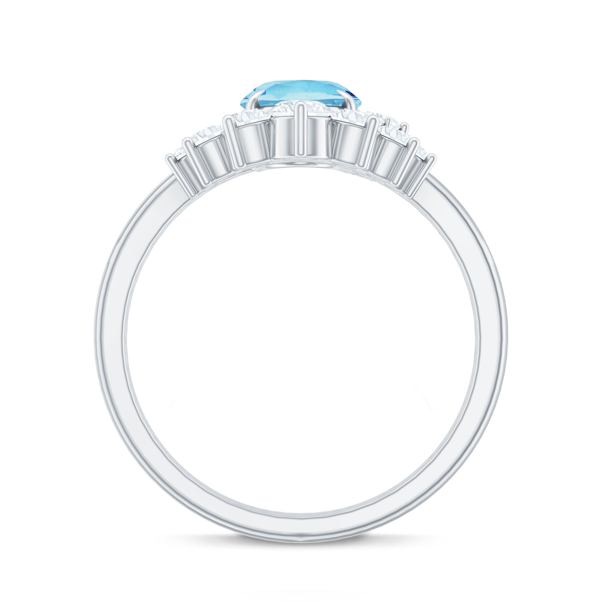 Rosec Jewels-Oval Cut Aquamarine and Diamond Engagement Ring Set
