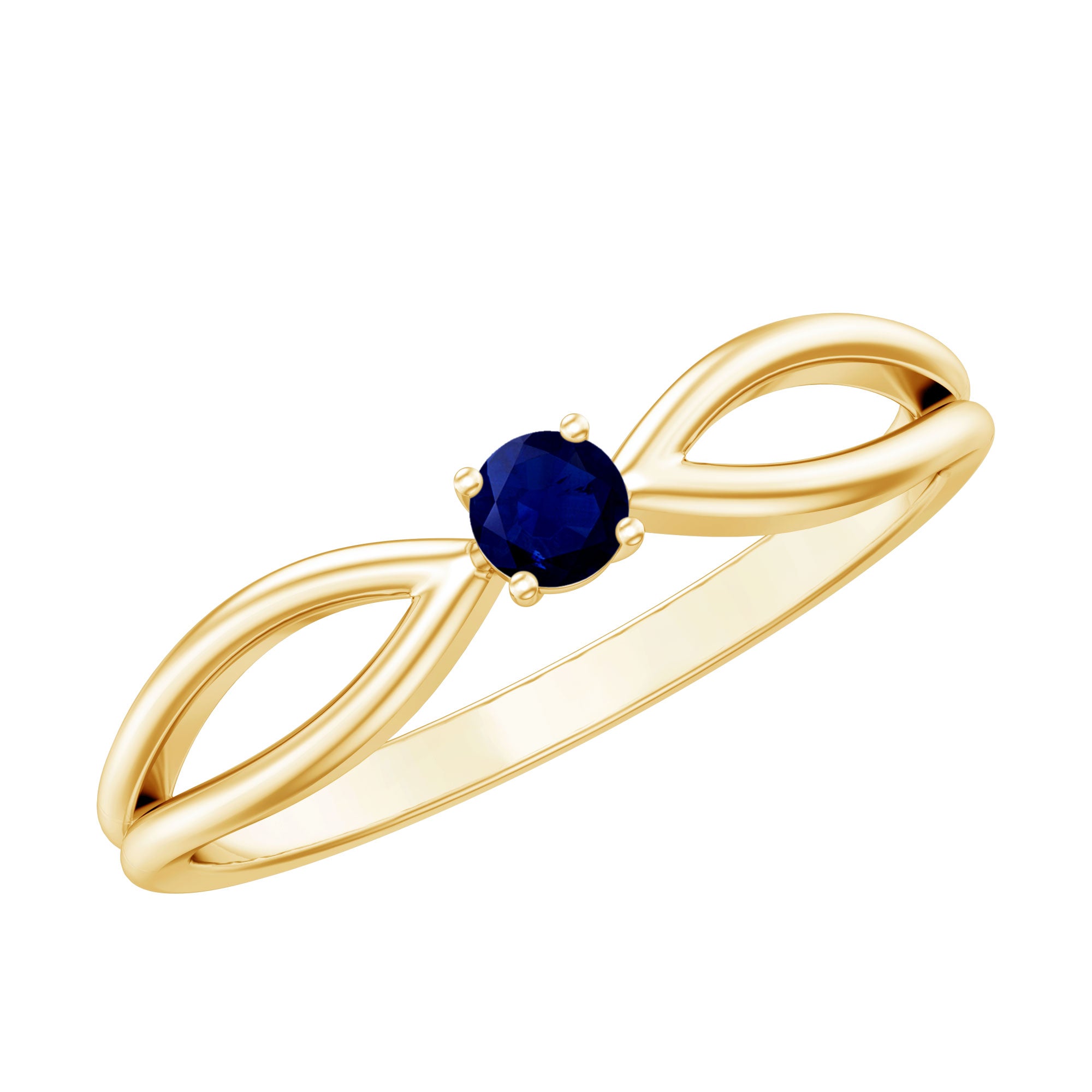 Natural Blue Sapphire Cute Promise Ring with Split Shank AAA - Rosec Jewels