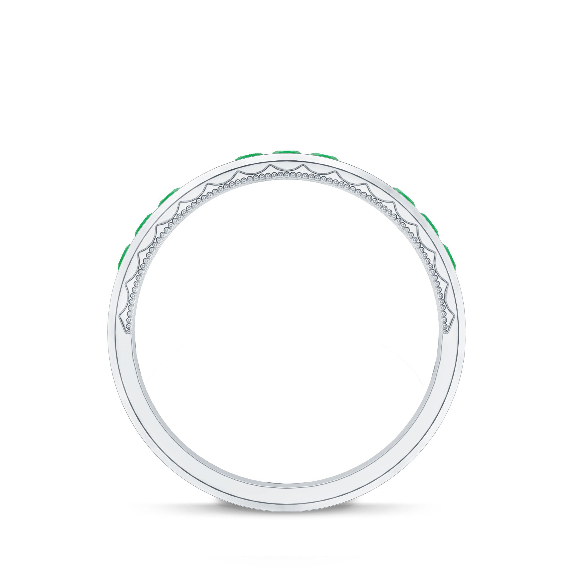 Rosec Jewels-Princess Cut Emerald Mens Wedding Band in Channel Setting