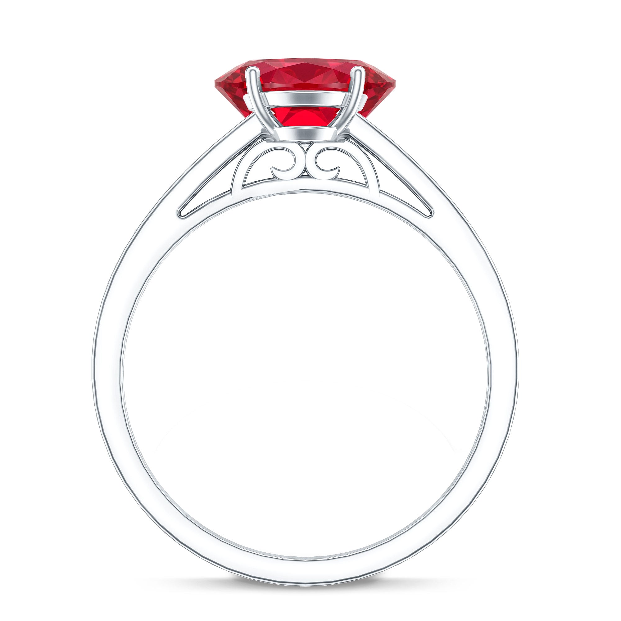 1.5 Carat Lab Grown Ruby Oval Engagement Ring with Diamond Side Stones AAAA - Rosec Jewels
