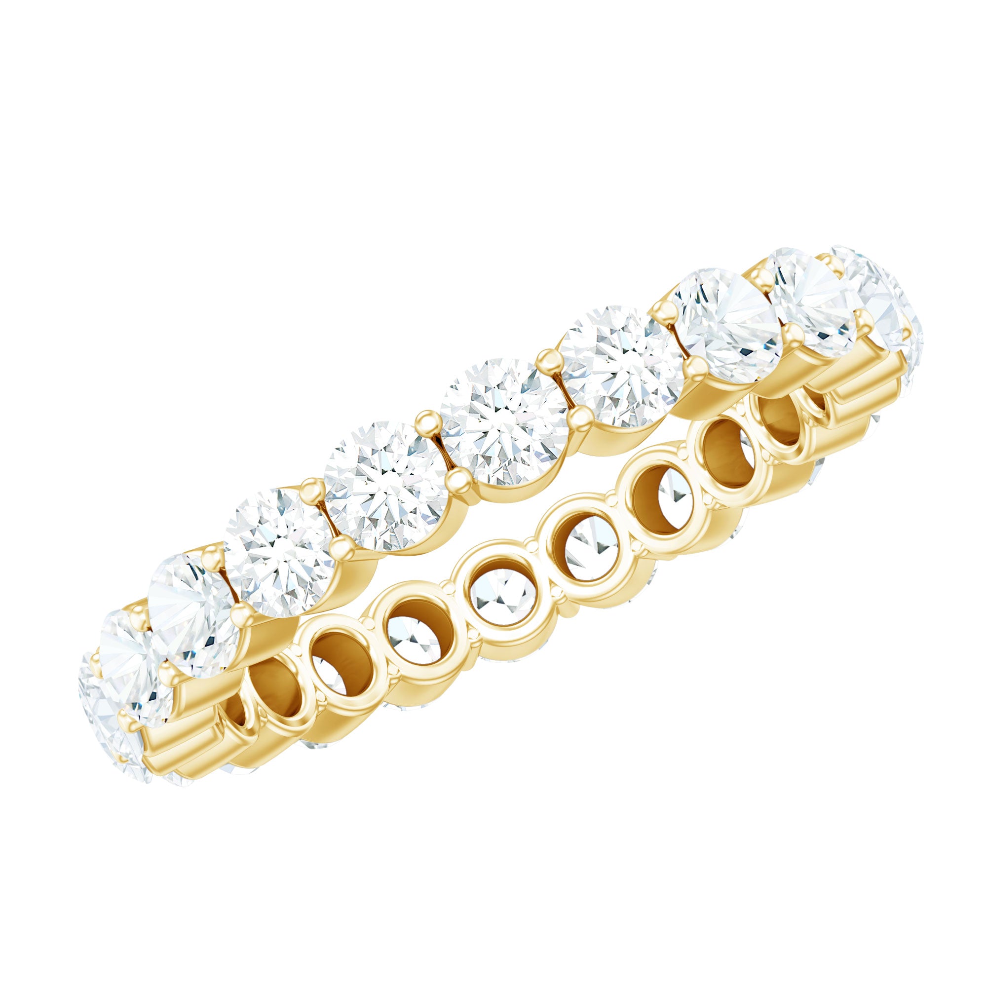 Certified Round Moissanite Eternity Wedding Band Ring D-VS1 - Rosec Jewels