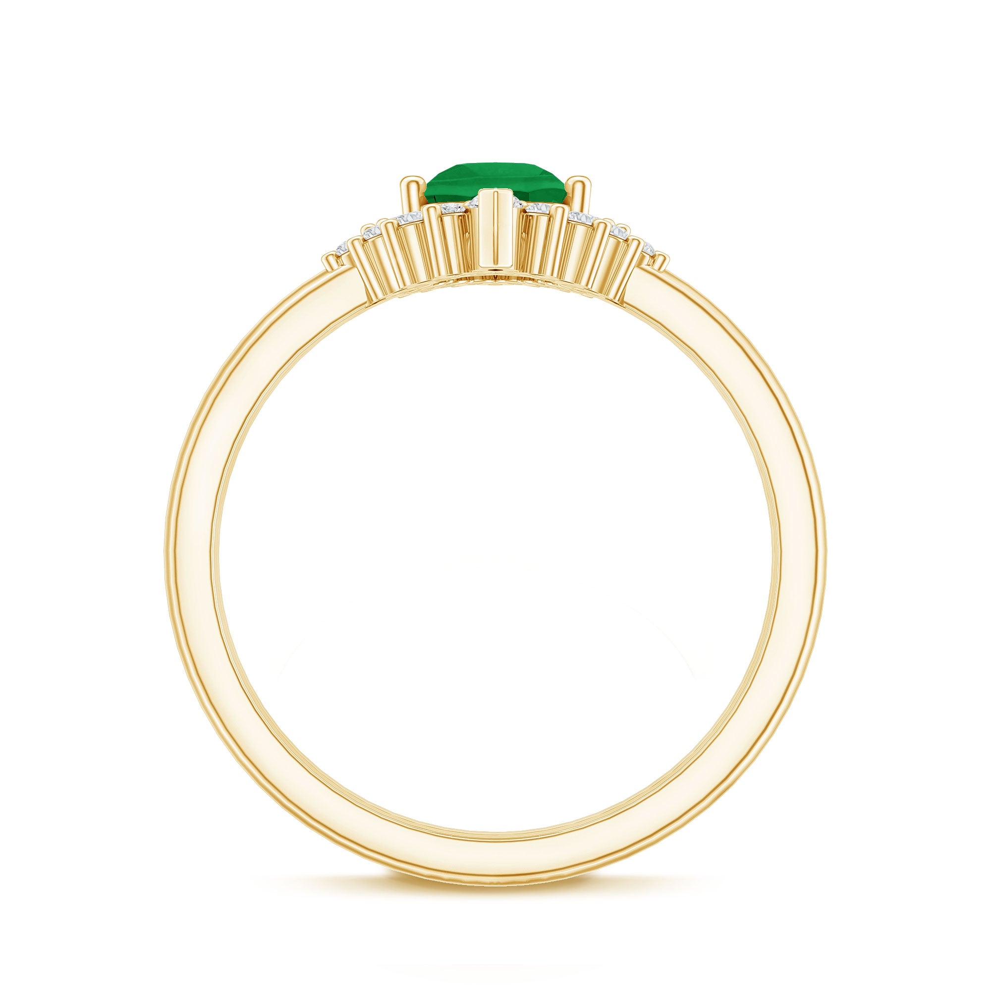 Natural Emerald Diamond Pear Shape Engagement Ring and Wedding Band Set AAA - Rosec Jewels