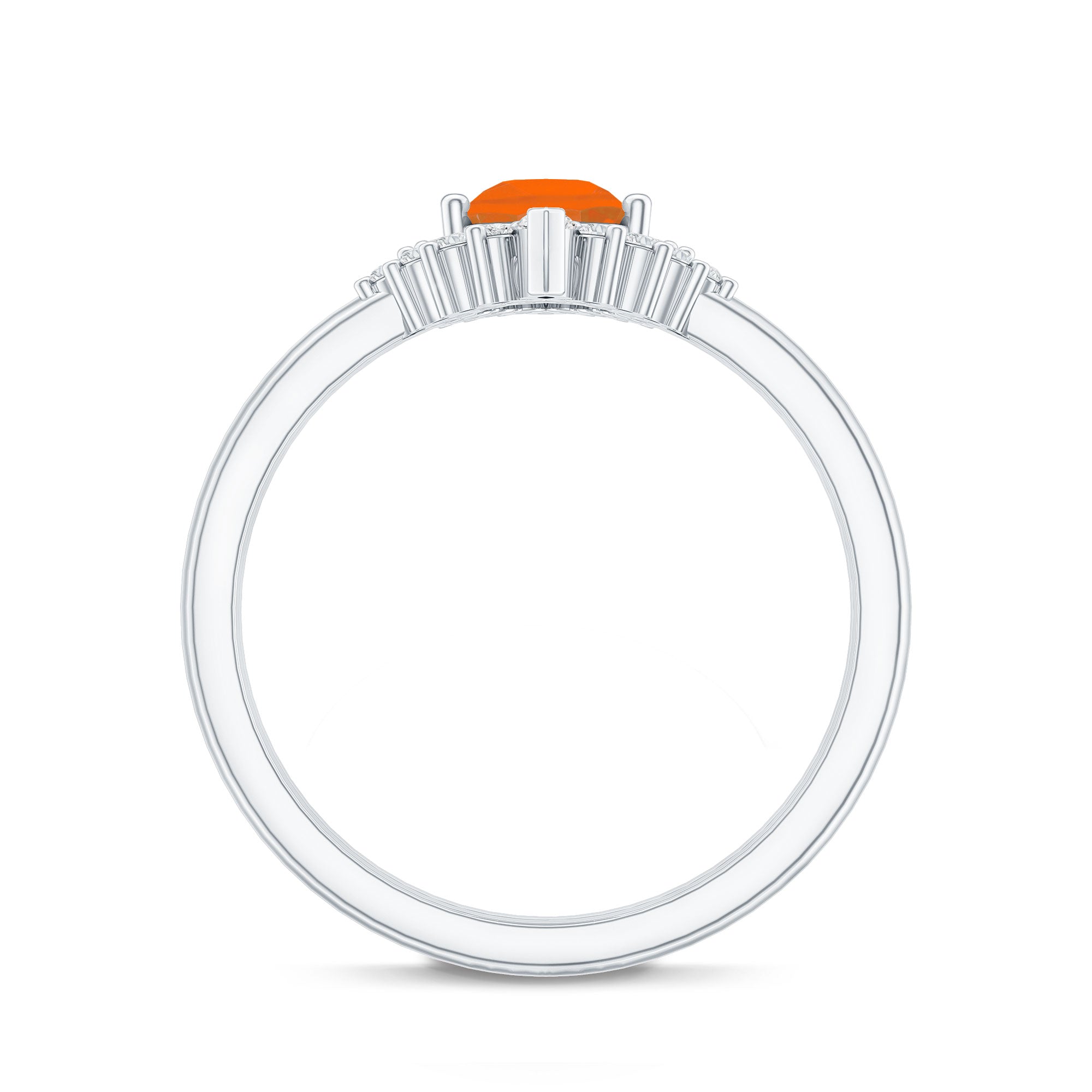 Real 0.6 Carat Fire Opal Teardrop Wedding Ring Set with Diamond Halo AAA - Rosec Jewels