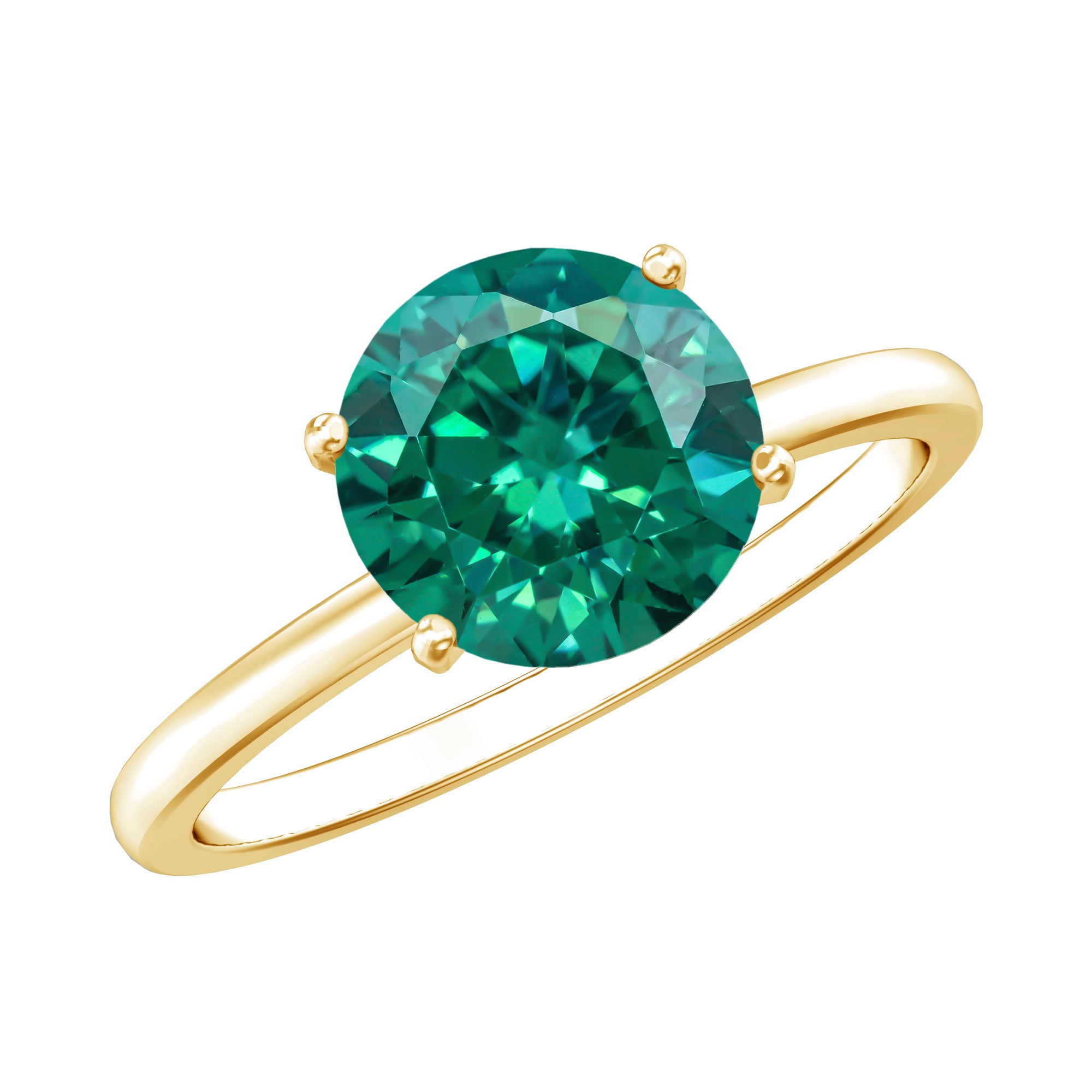 Certified 2 Carat Lab Grown Emerald Solitaire Engagement Ring AAAA - Rosec Jewels
