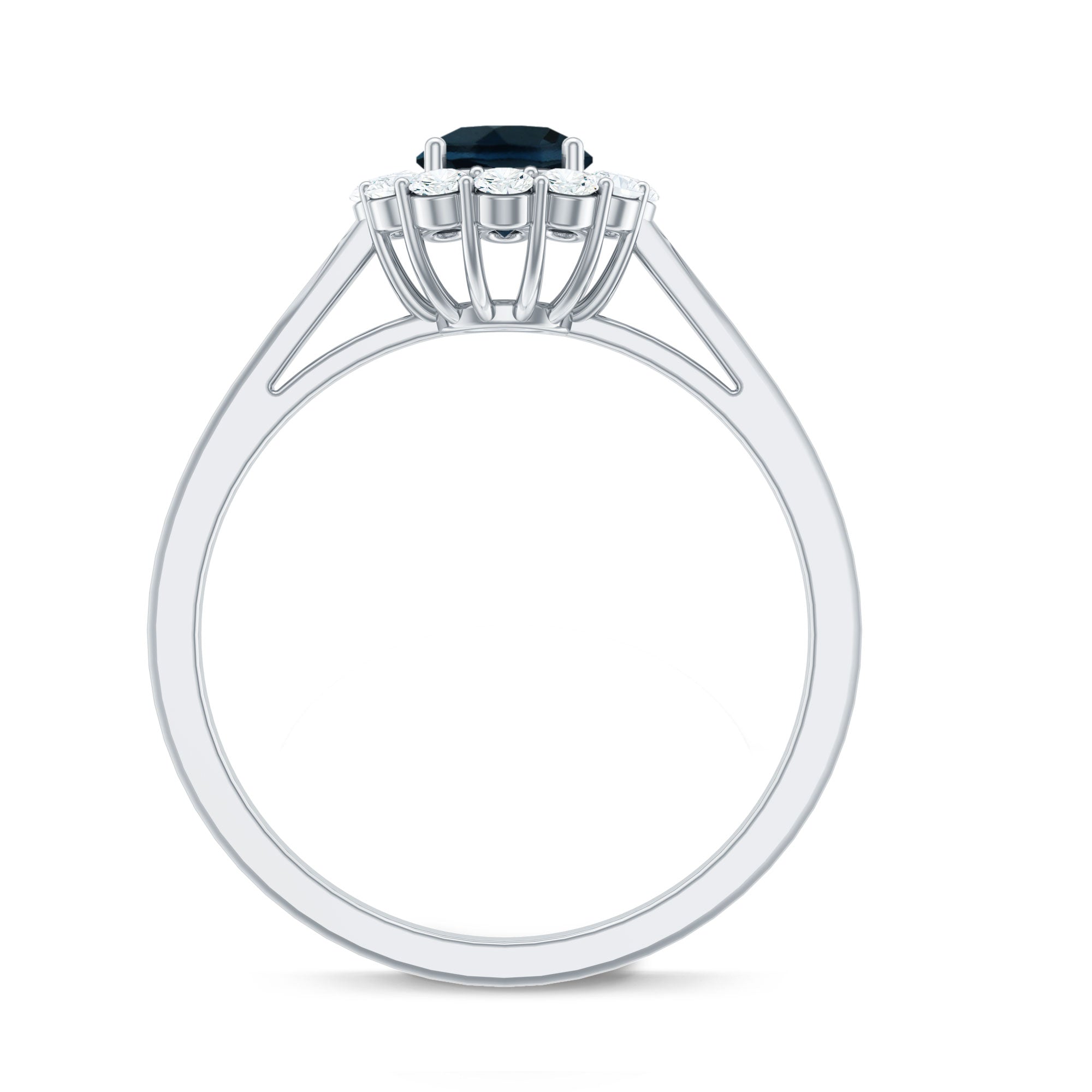 Rosec Jewels-Certified London Blue Topaz and Diamond Halo Engagement Ring