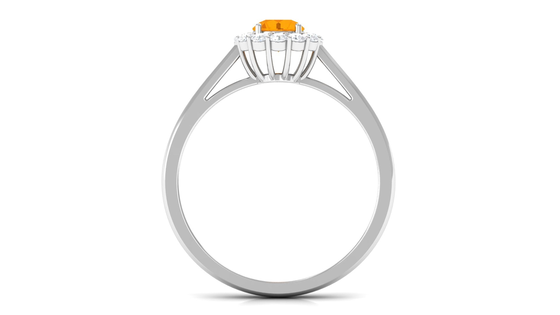 1 CT Fire Opal and Diamond Floating Halo Engagement Ring AAA - Rosec Jewels