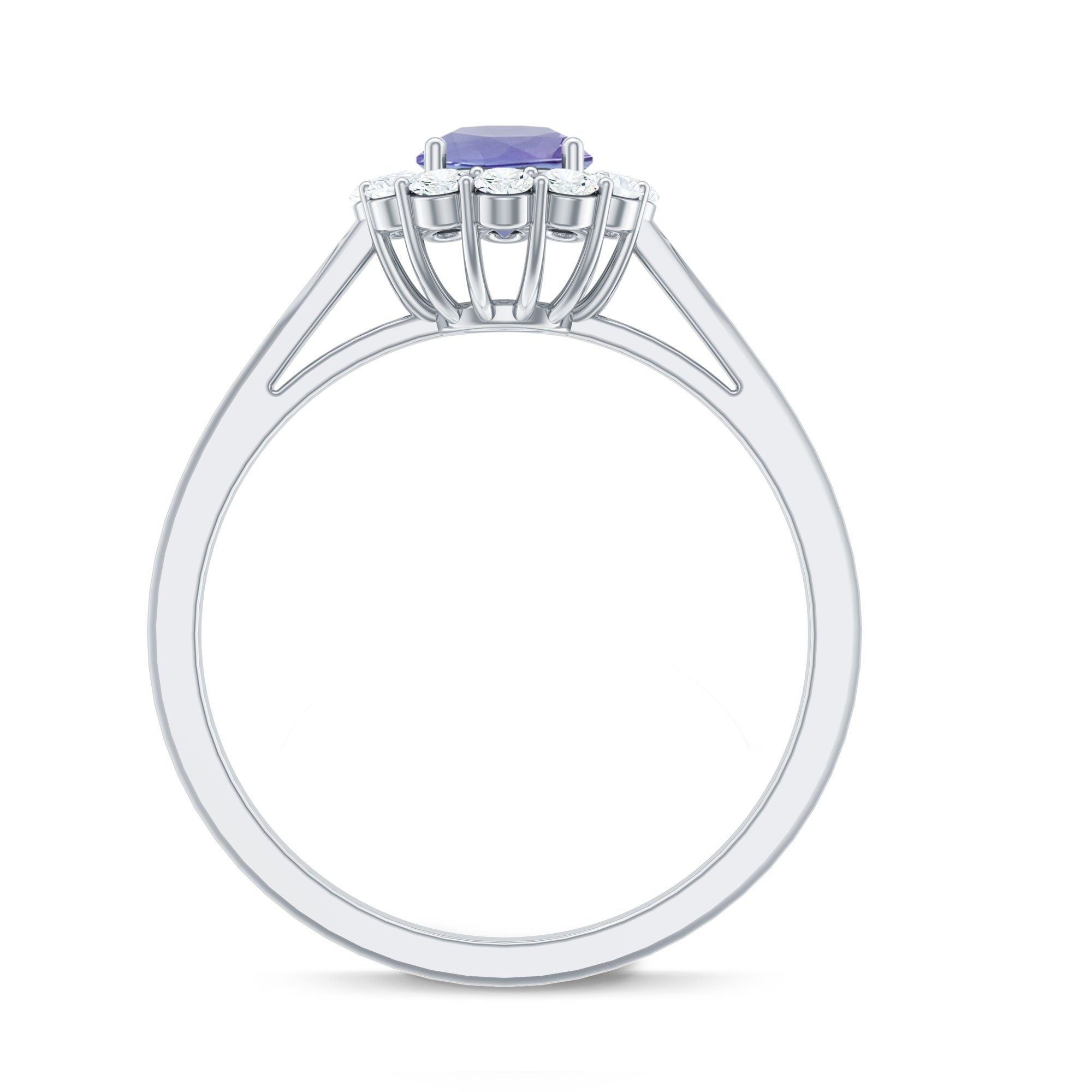 Rosec Jewels-Genuine Tanzanite Classic Engagement Ring with Diamond Halo
