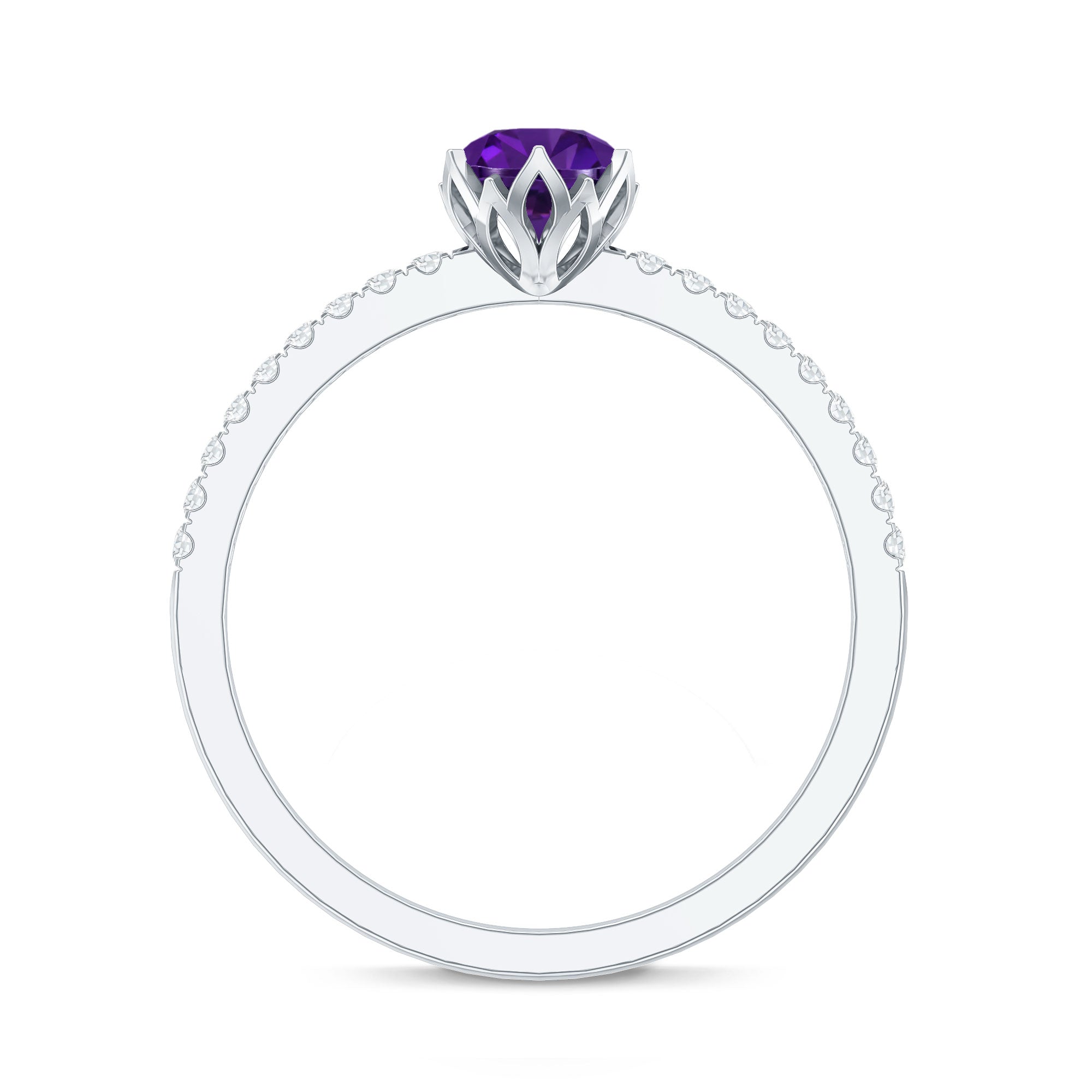 Genuine Amethyst Diamond Promise Ring for Women AAA - Rosec Jewels