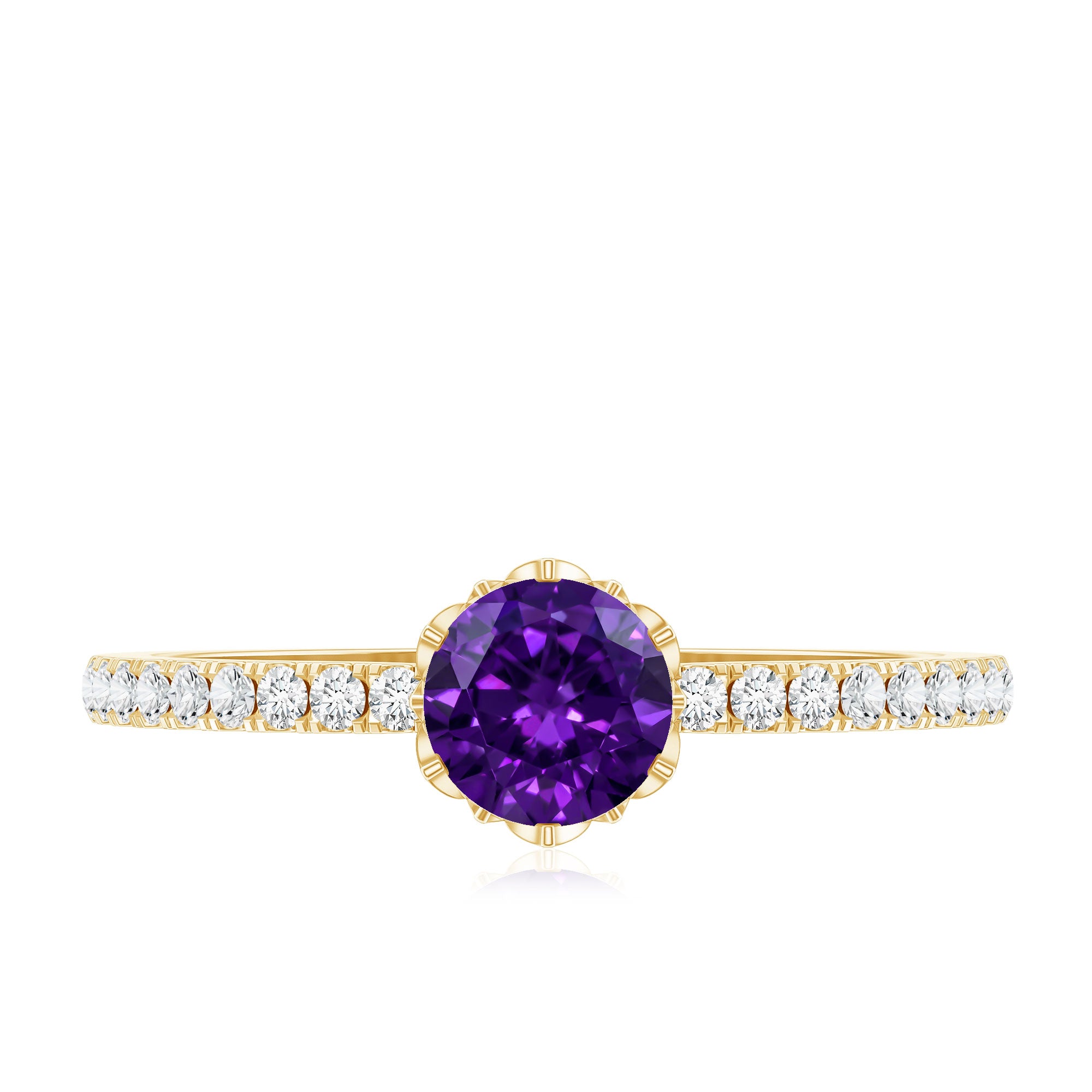 Genuine Amethyst Diamond Promise Ring for Women AAA - Rosec Jewels