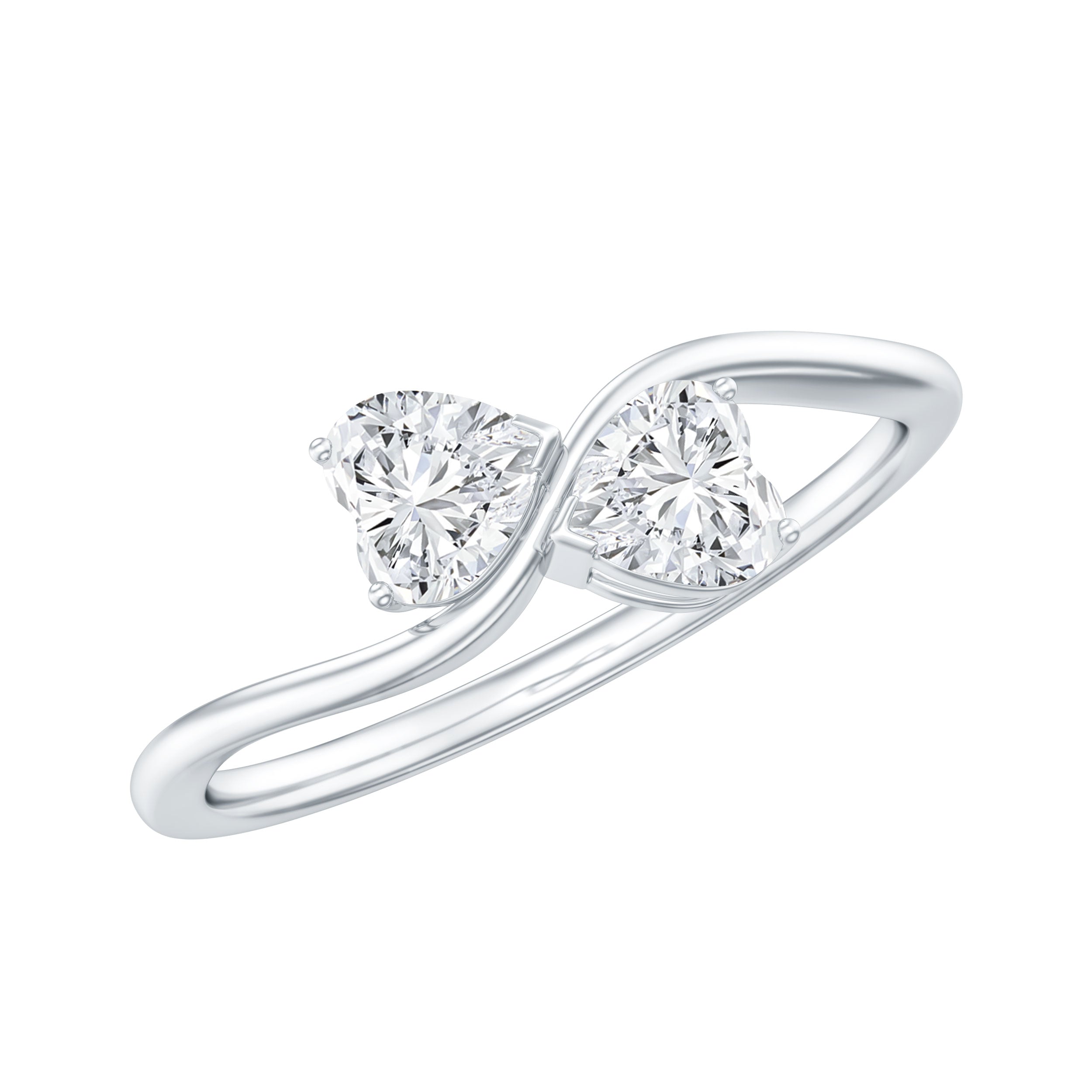 Heart Shape Moissanite Toi Et Moi Promise Ring