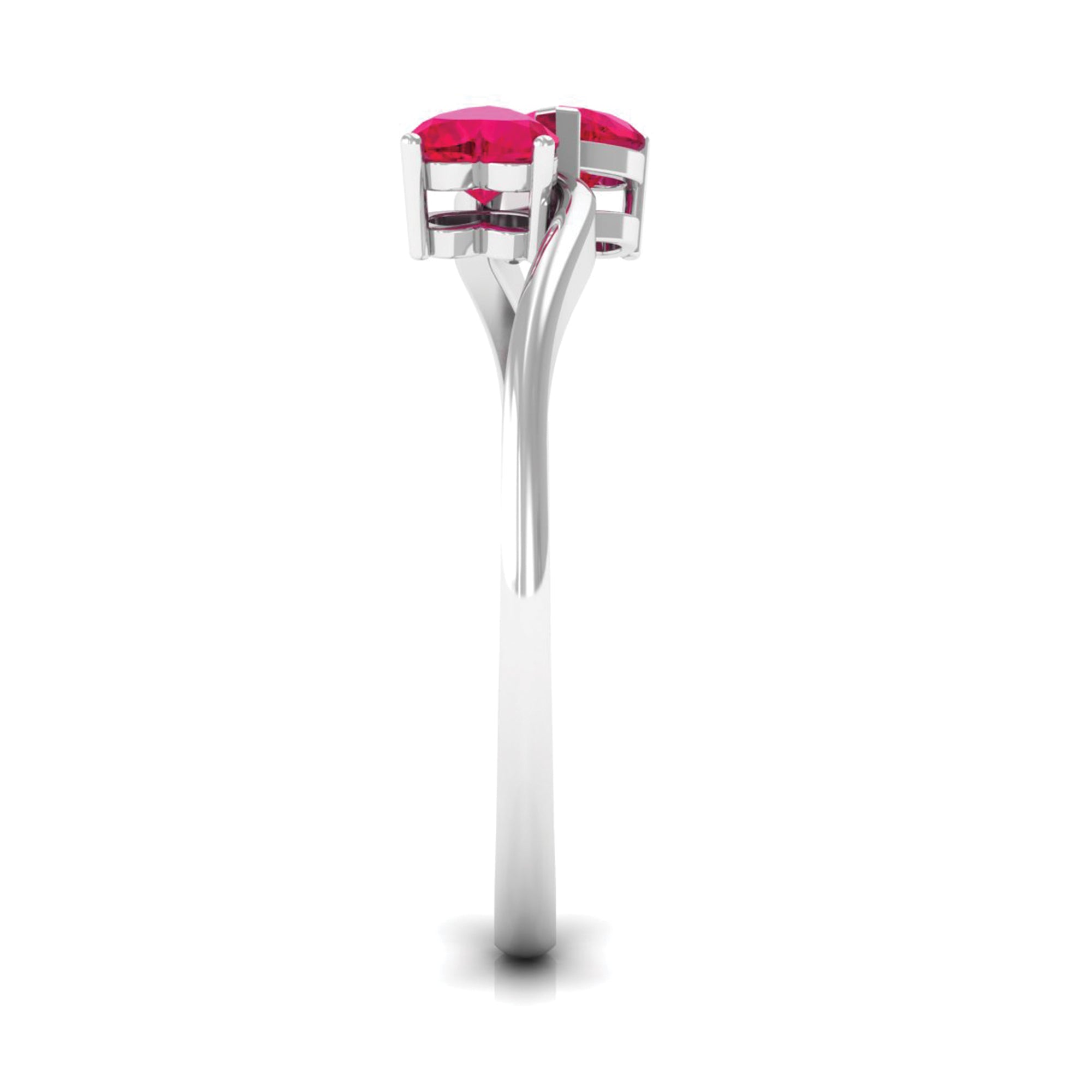 Natural Ruby Toi Et Moi Heart Promise Ring for Women AAA - Rosec Jewels