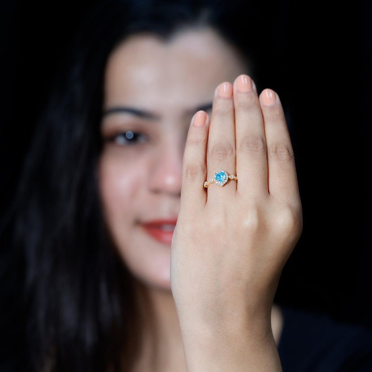 0.8 Carat Aquamarine and Diamond Designer Engagement Ring AAA - Rosec Jewels