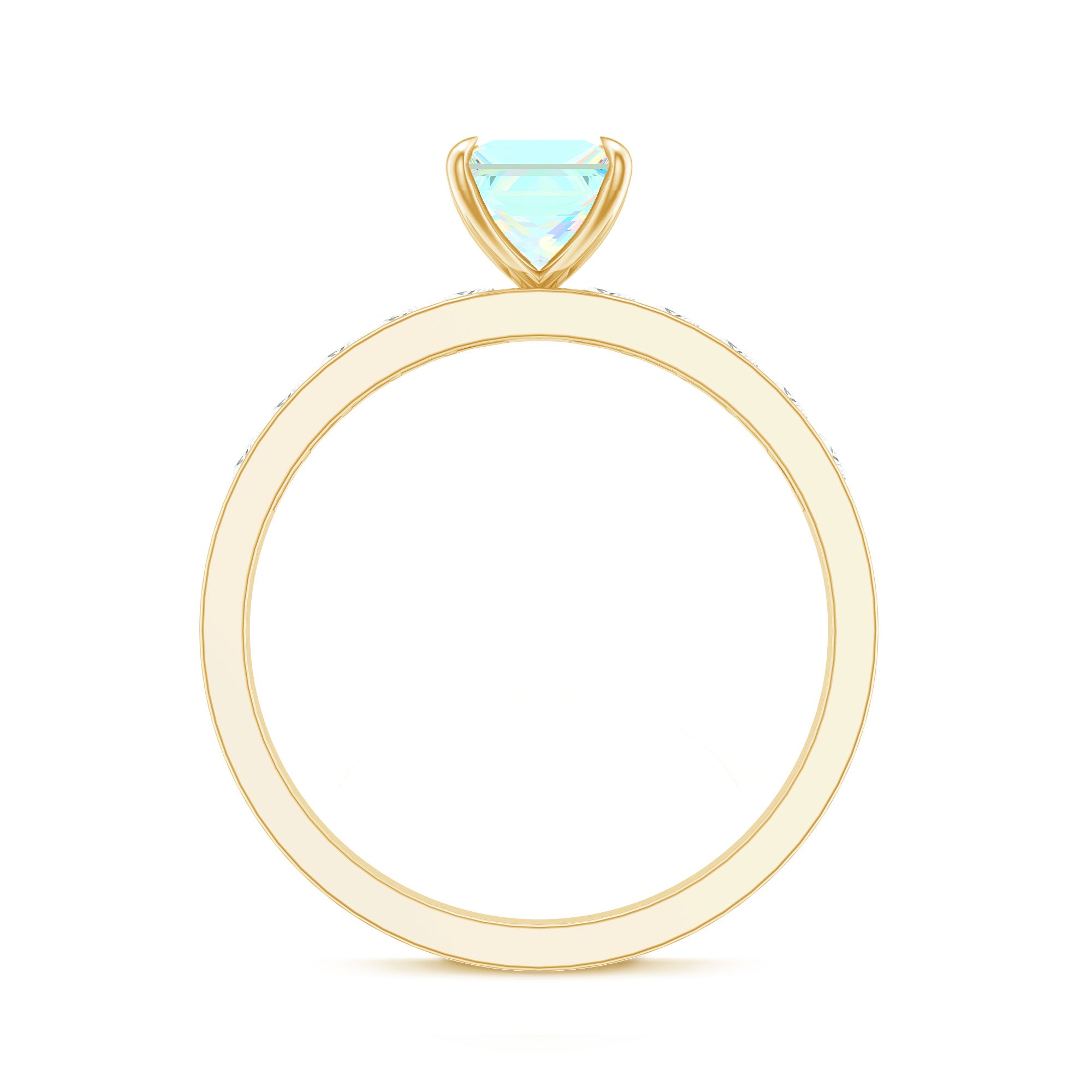 Certified Real Ethiopian Opal Princess Cut Engagement Ring with Diamond AAA - Rosec Jewels