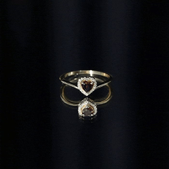 Certified Real Garnet Heart Promise Ring with Diamond Halo AAA - Rosec Jewels