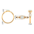 Criss Cross Shank Ethiopian Opal and Diamond Halo Engagement Ring Ethiopian Opal - ( AAA ) - Quality - Rosec Jewels