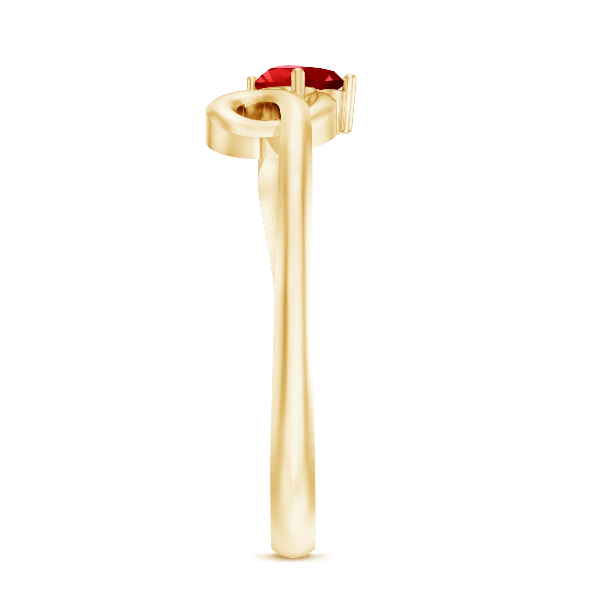 Lab Created Ruby and Diamond Twisted Heart Promise Ring AAAA - Rosec Jewels
