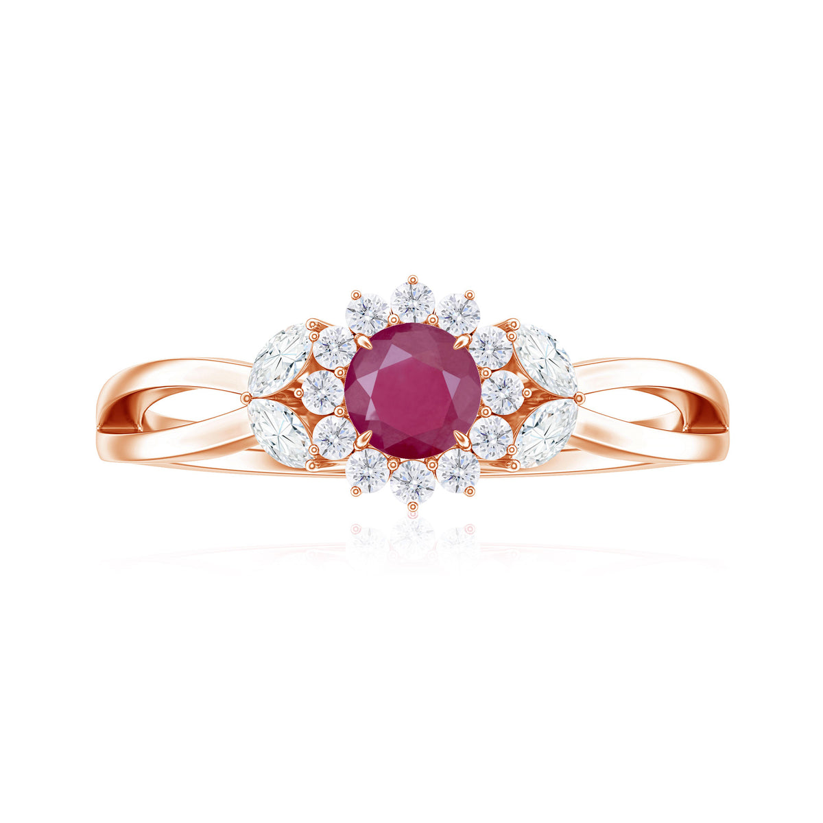 Nature Inspired Ruby Engagement Ring with Diamond for Women AAA - Rosec Jewels