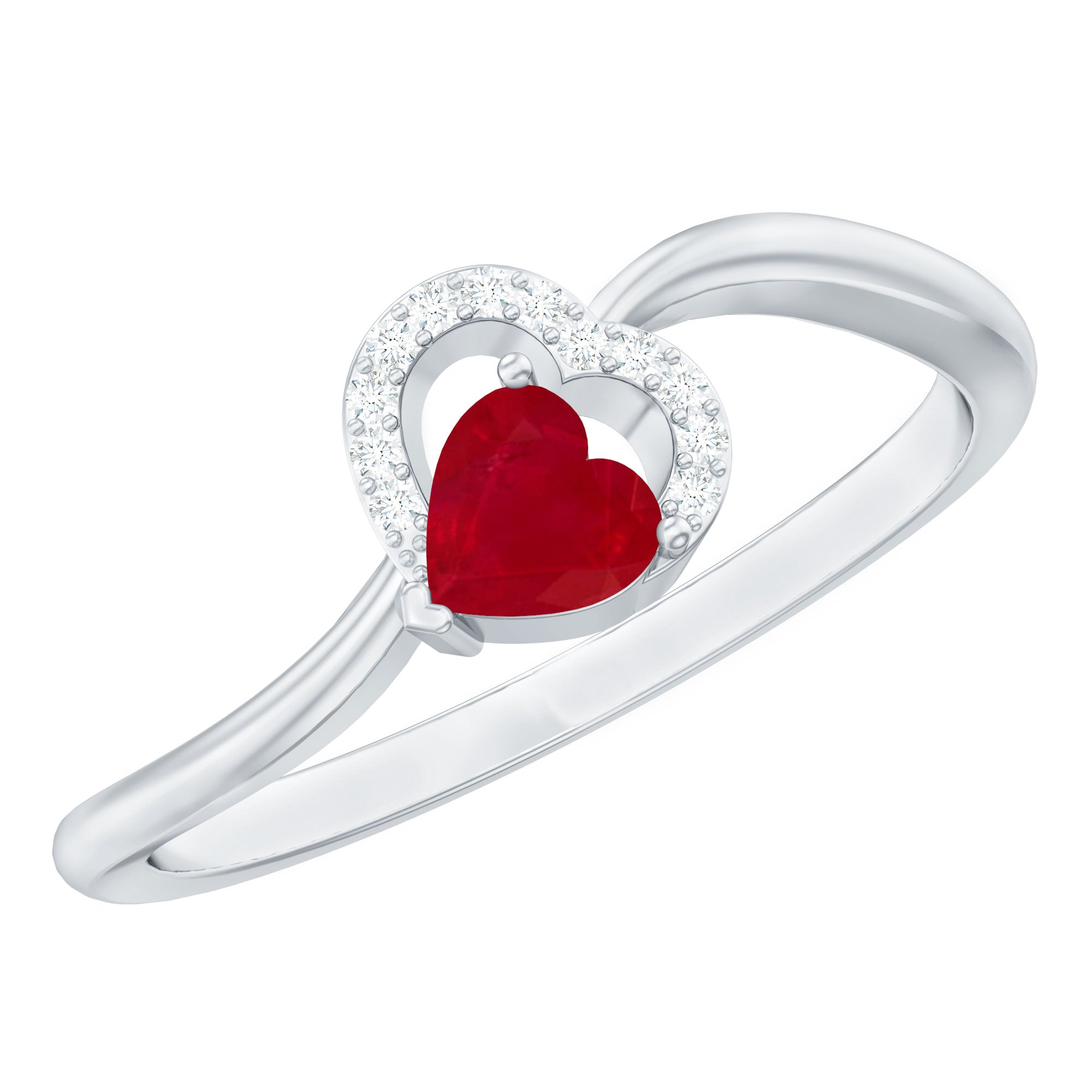 Heart Ruby and Diamond Promise Ring