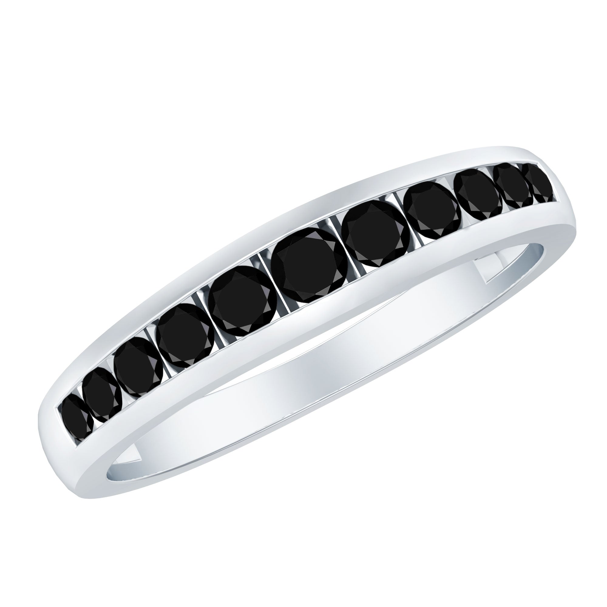 Real Black Diamond Wedding Band in Channel Setting