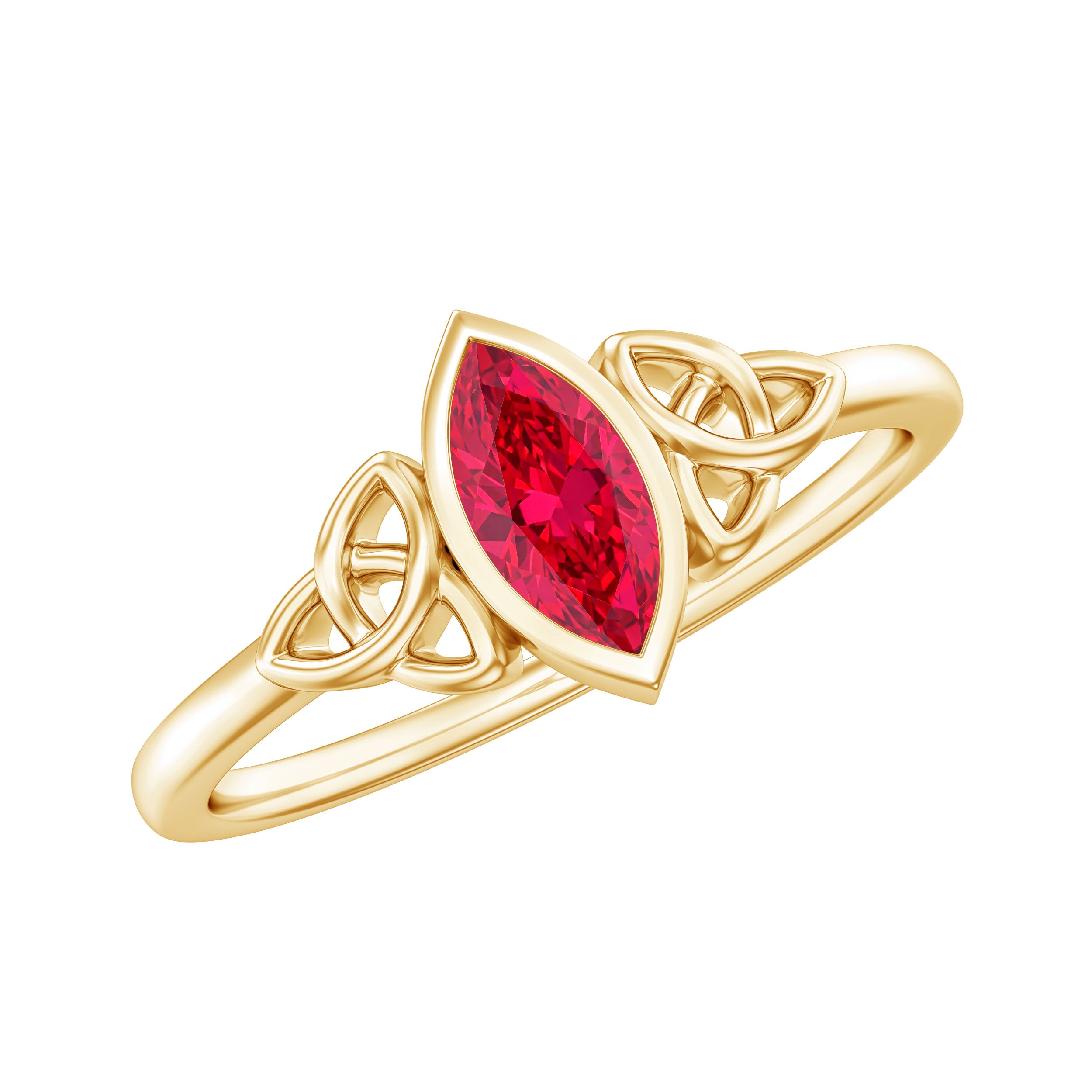 Marquise Cut Solitaire Lab Created Ruby Celtic Engagement Ring AAAA - Rosec Jewels