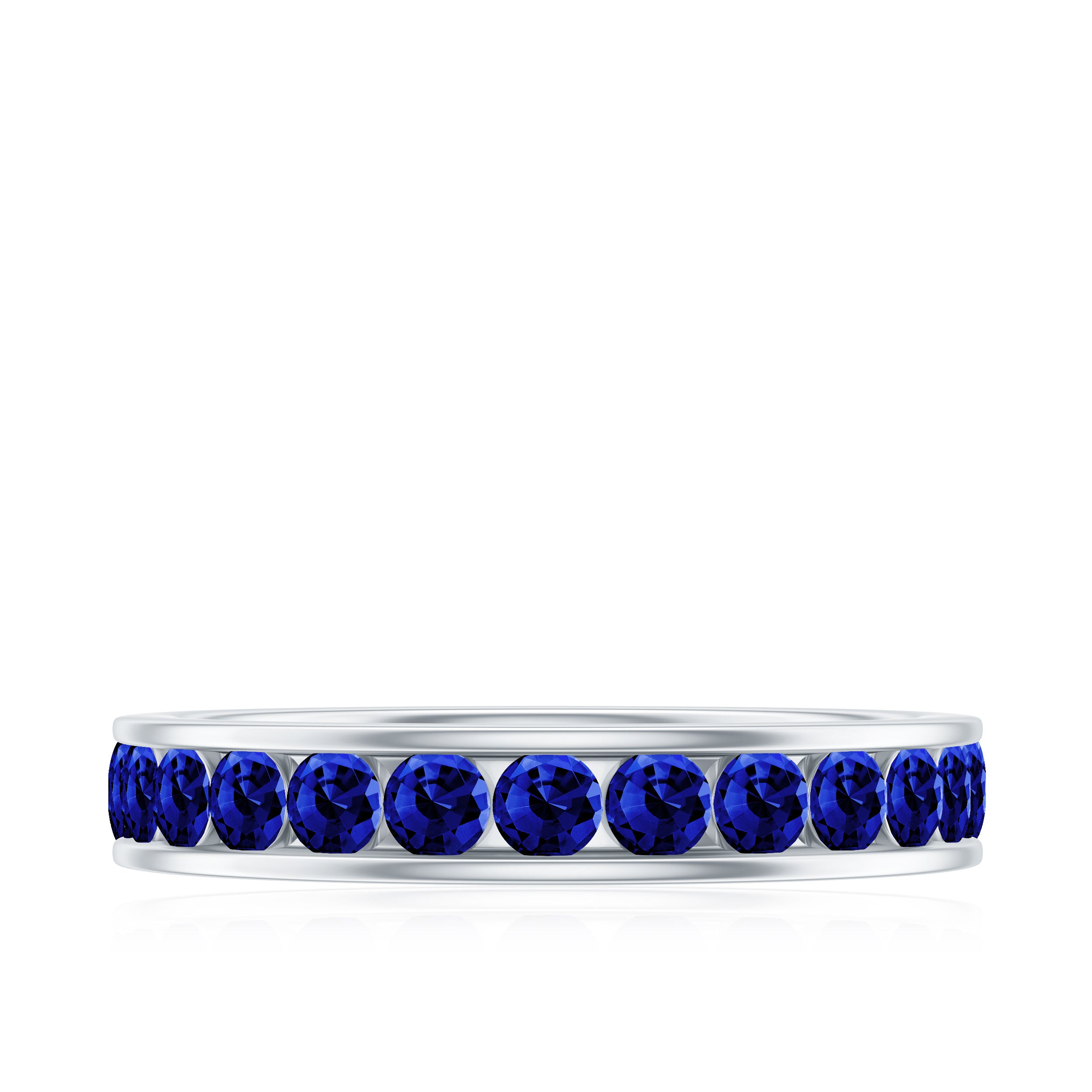 Certified Lab Grown Blue Sapphire Eternity Band Ring in Channel Set AAAA - Rosec Jewels