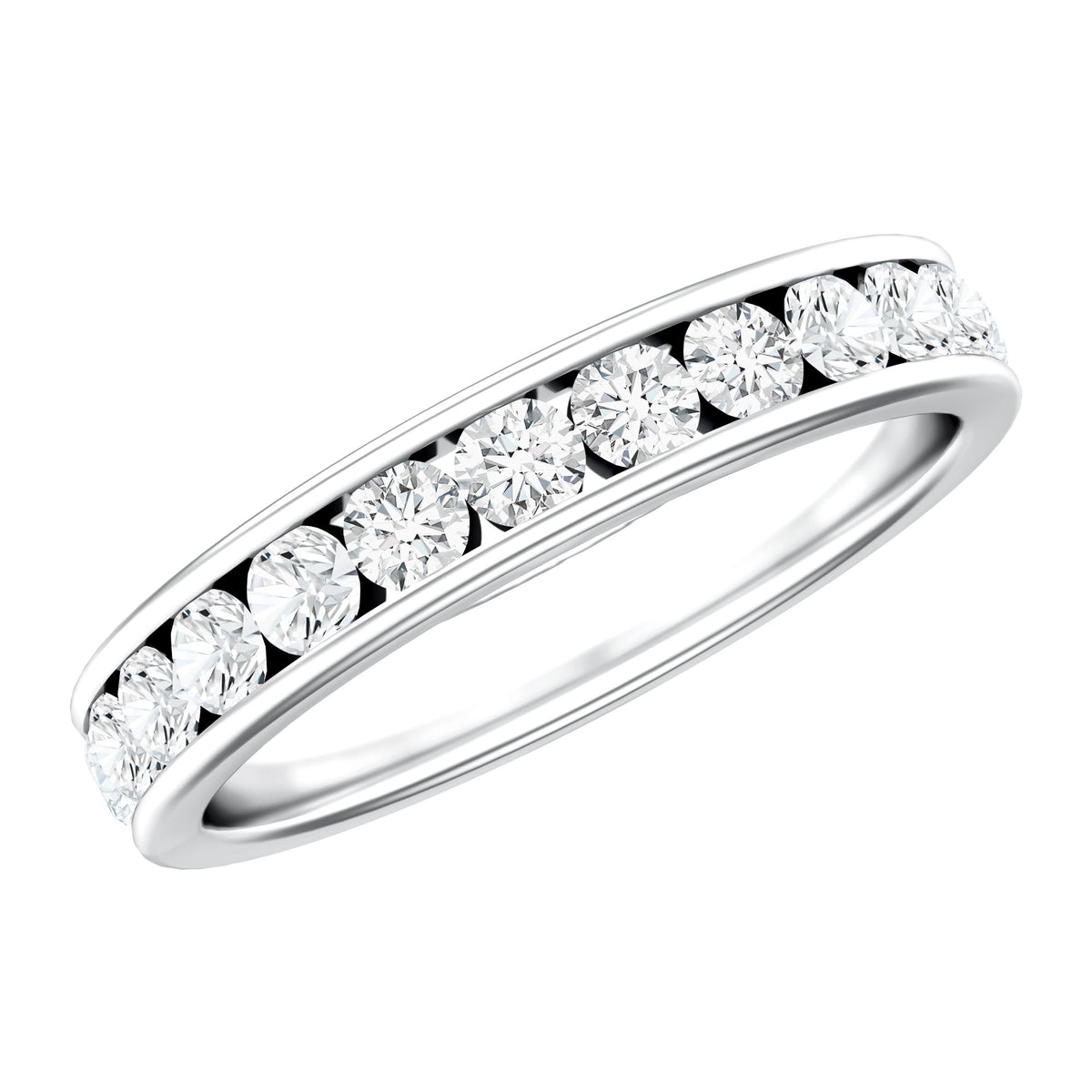 Certified Moissanite Channel Set Eternity Ring for Anniversary D-VS1 - Rosec Jewels