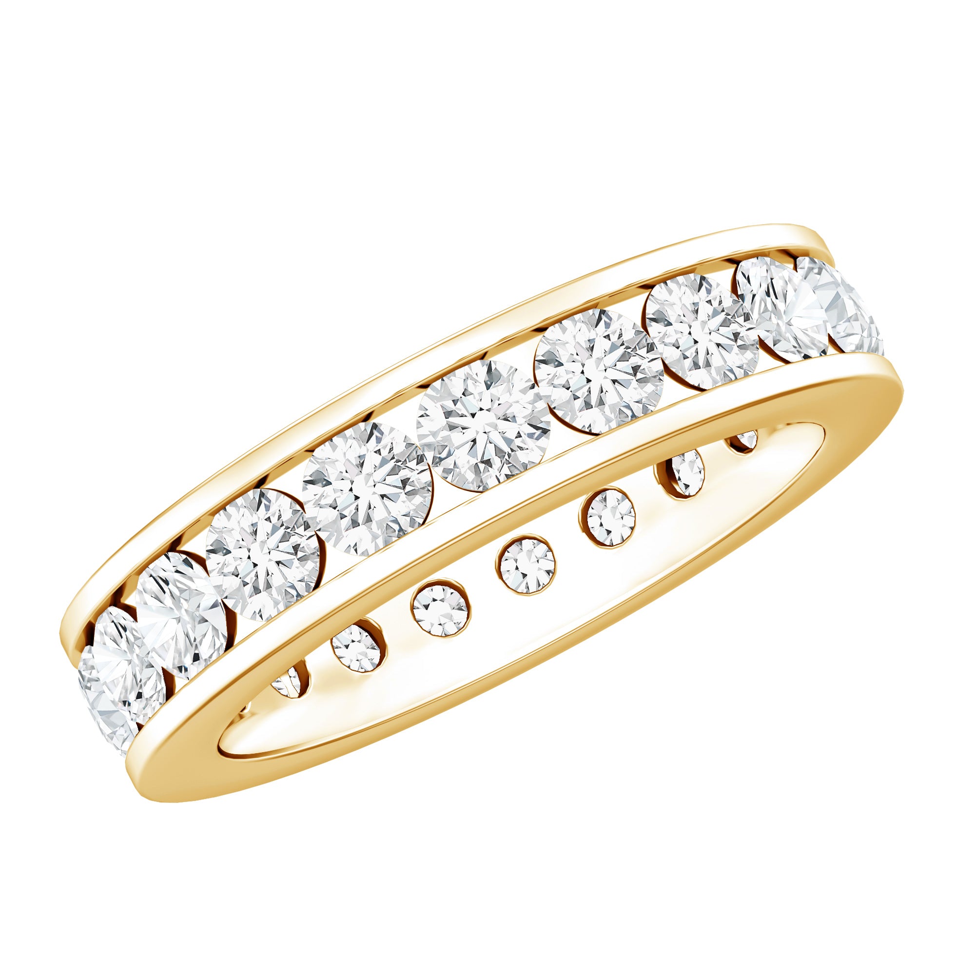 Certified Moissanite Channel Set Eternity Ring for Anniversary D-VS1 - Rosec Jewels