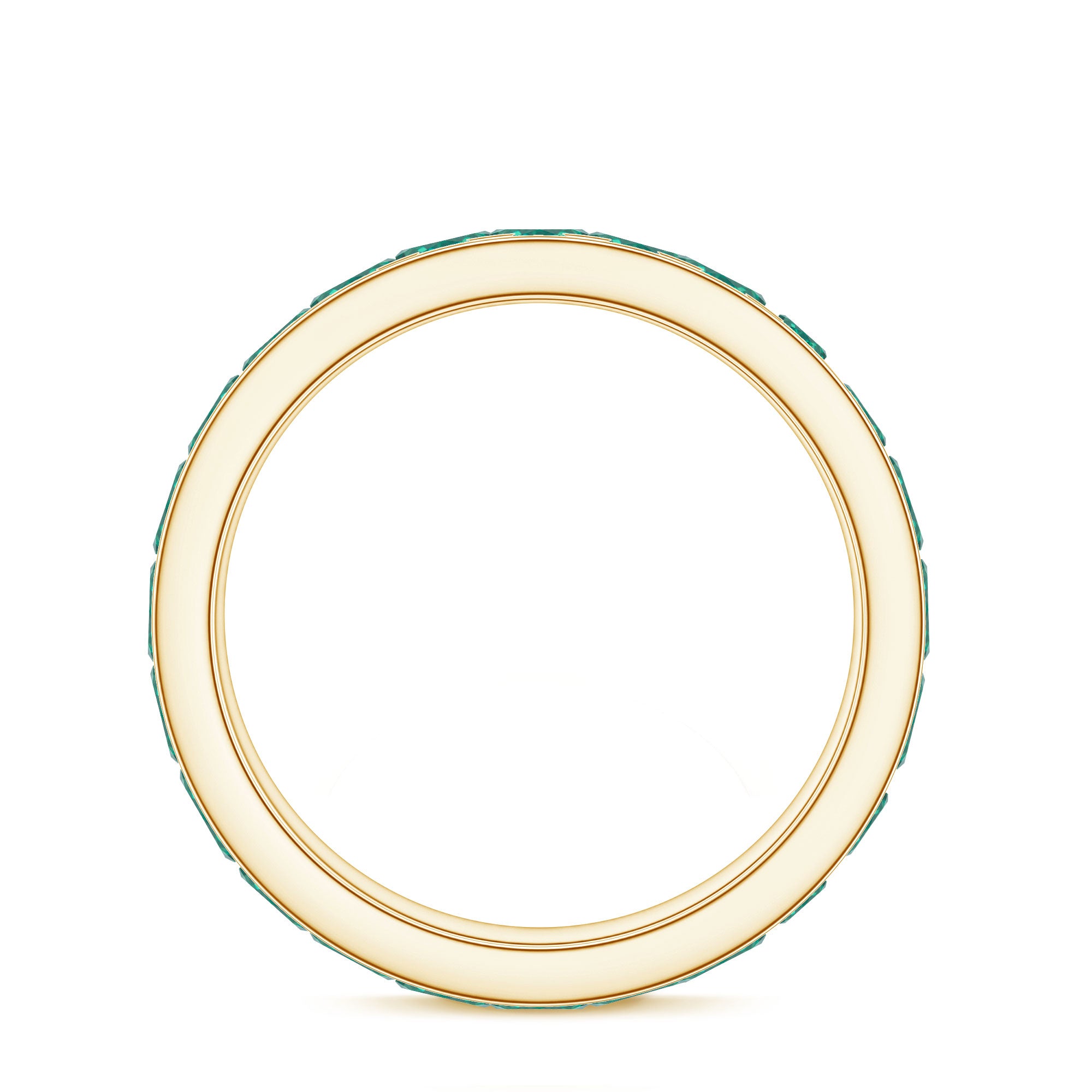 Certified Lab Grown Emerald Wedding Anniversary Ring in Channel Setting AAAA - Rosec Jewels