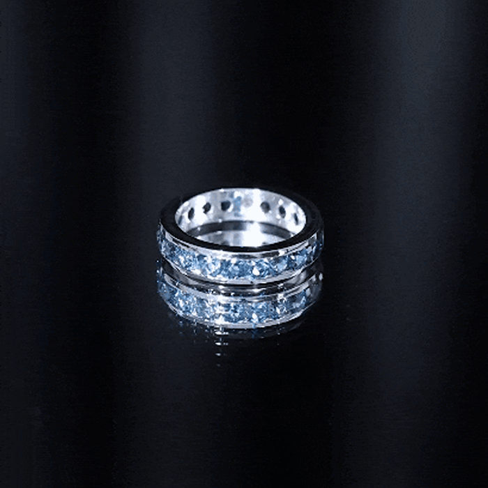 London Blue Topaz Full Eternity Ring in Channel Setting AAA - Rosec Jewels