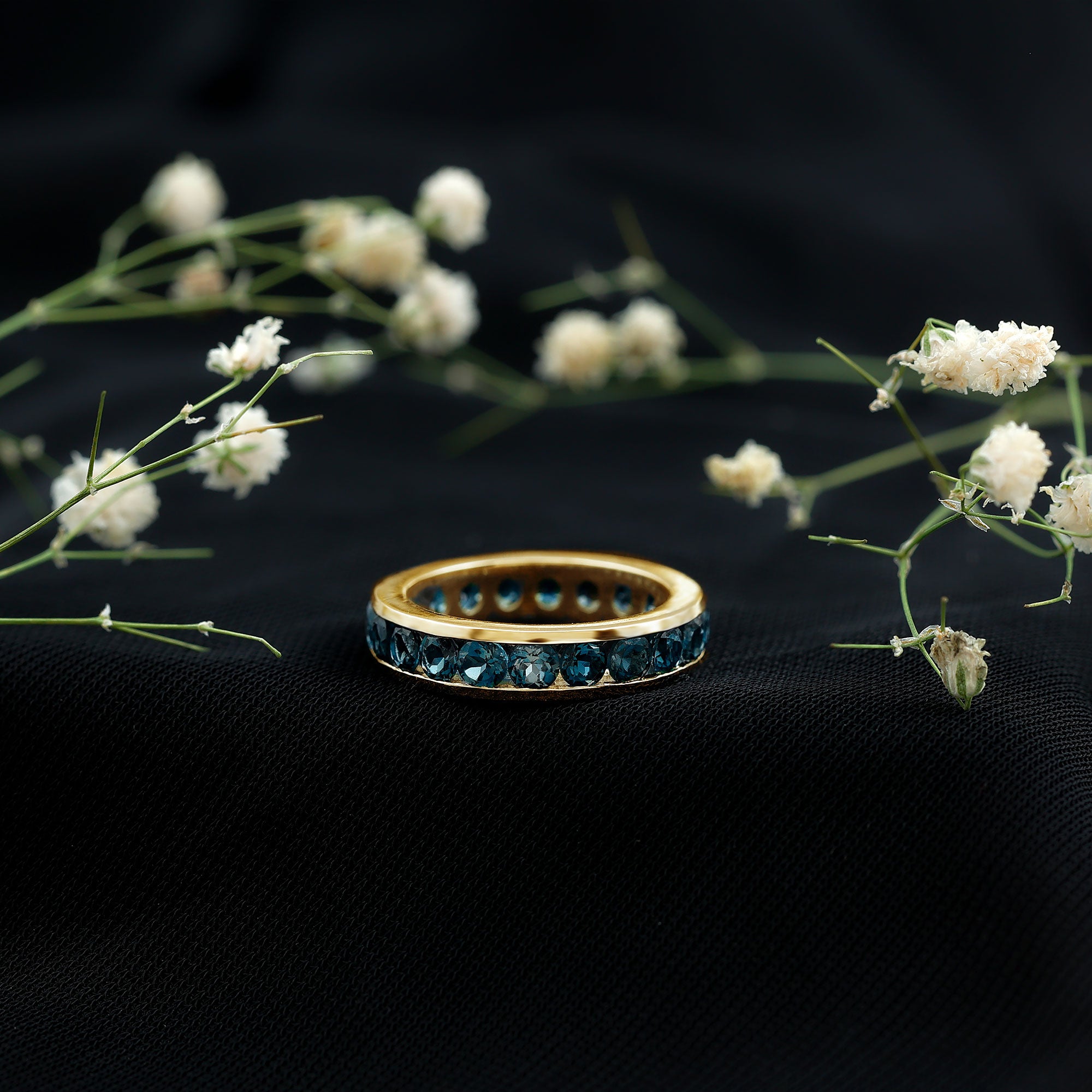 London Blue Topaz Full Eternity Ring in Channel Setting AAA - Rosec Jewels