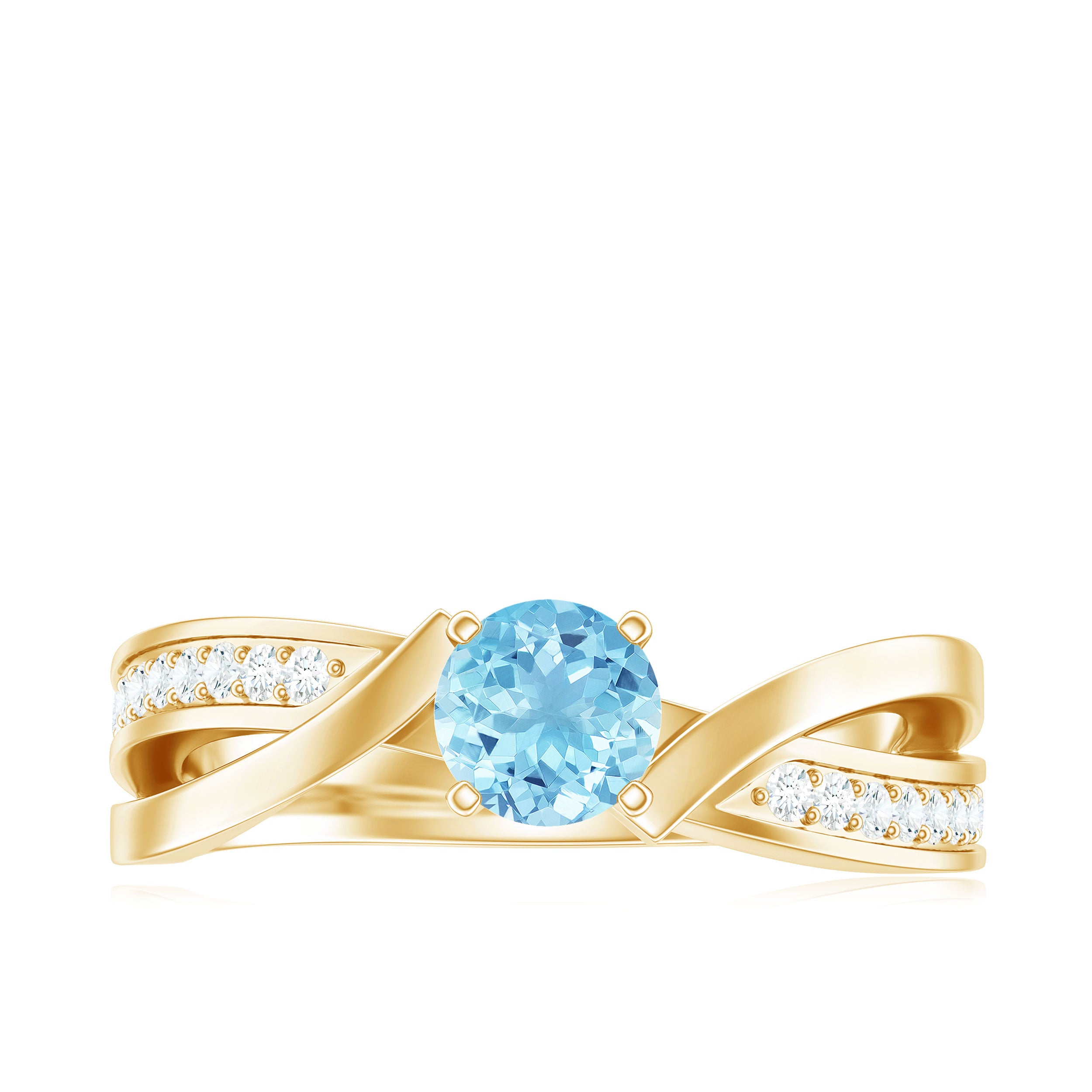 Rosec Jewels-Natural 0.8 Carat Aquamarine and Diamond Infinity Engagement Ring