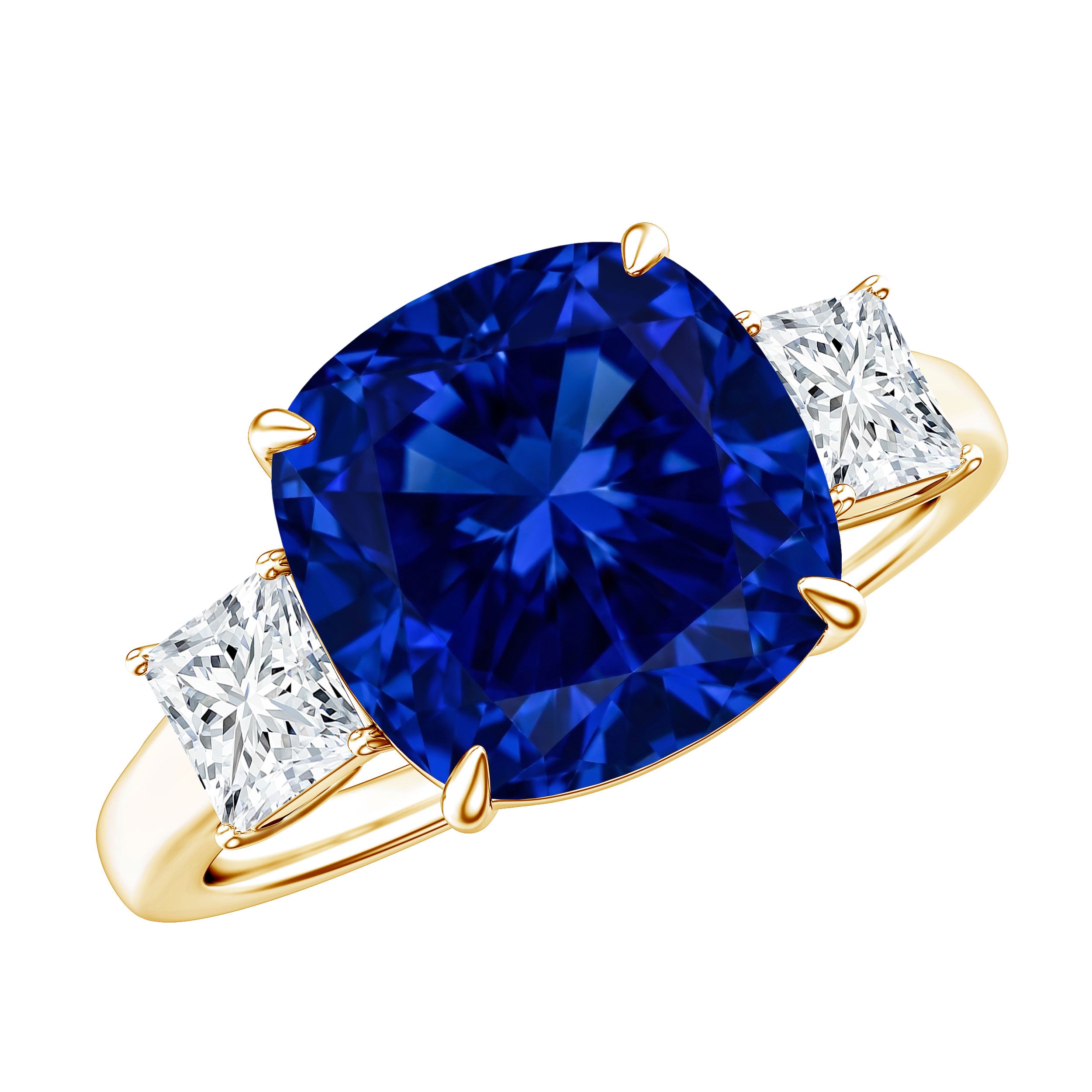 Certified 5.98 Carat Lab Grown Blue Sapphire Big Engagement Ring