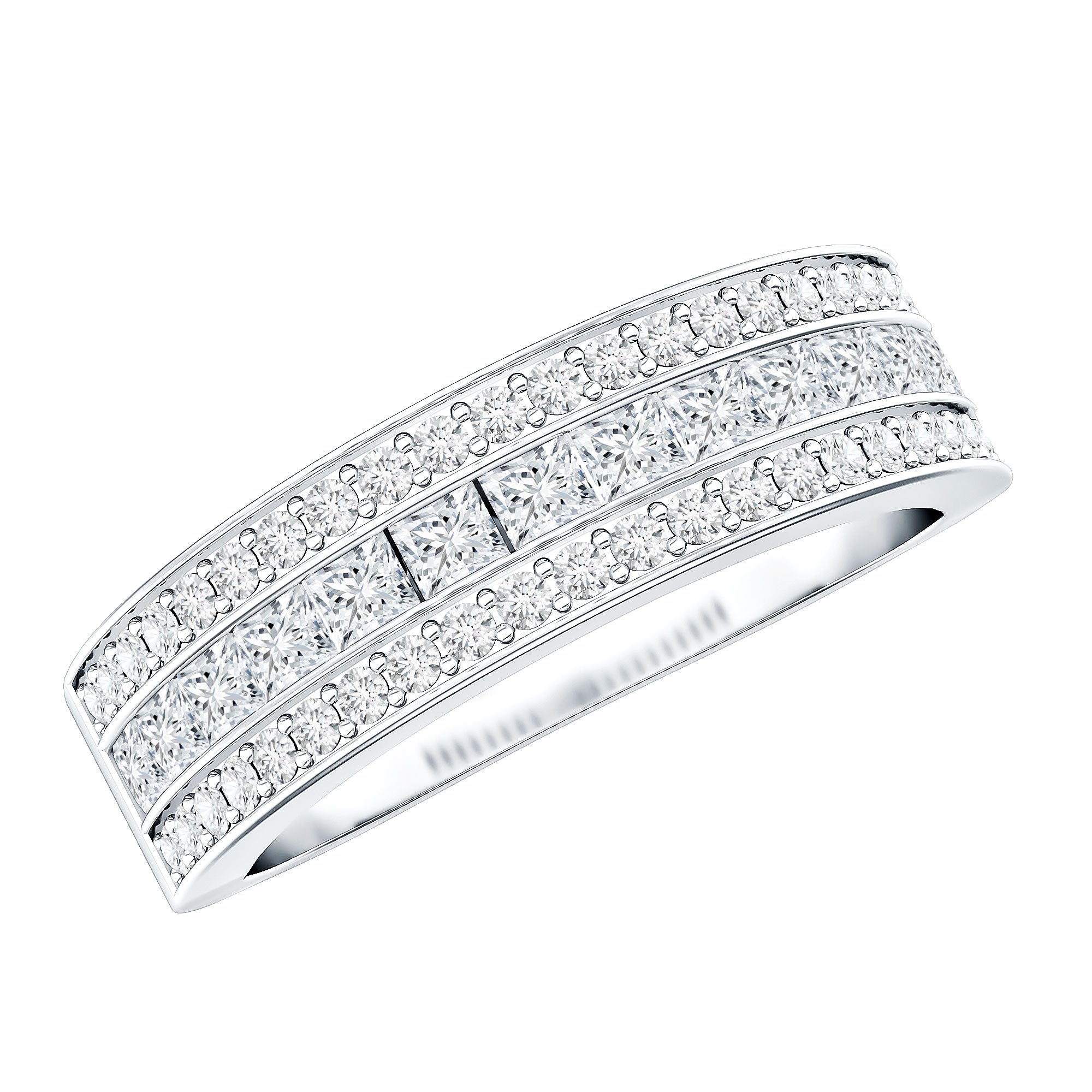 Moissanite 3 Row Eternity Band Ring for Women D-VS1 - Rosec Jewels