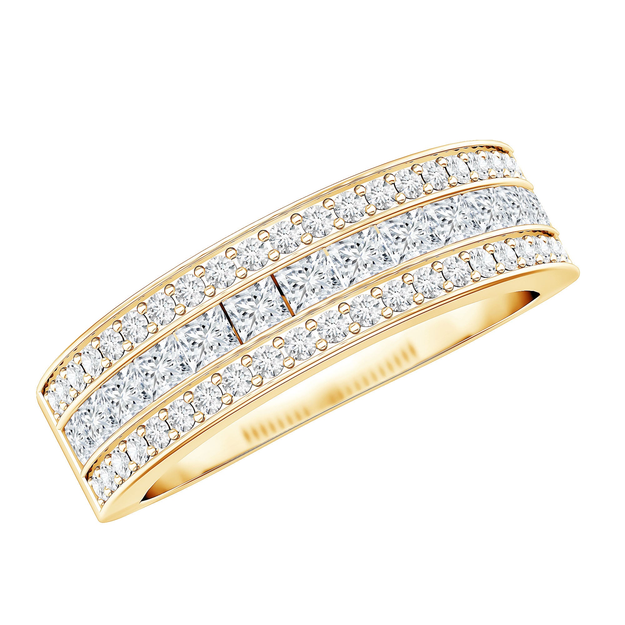 Moissanite 3 Row Eternity Band Ring for Women D-VS1 - Rosec Jewels