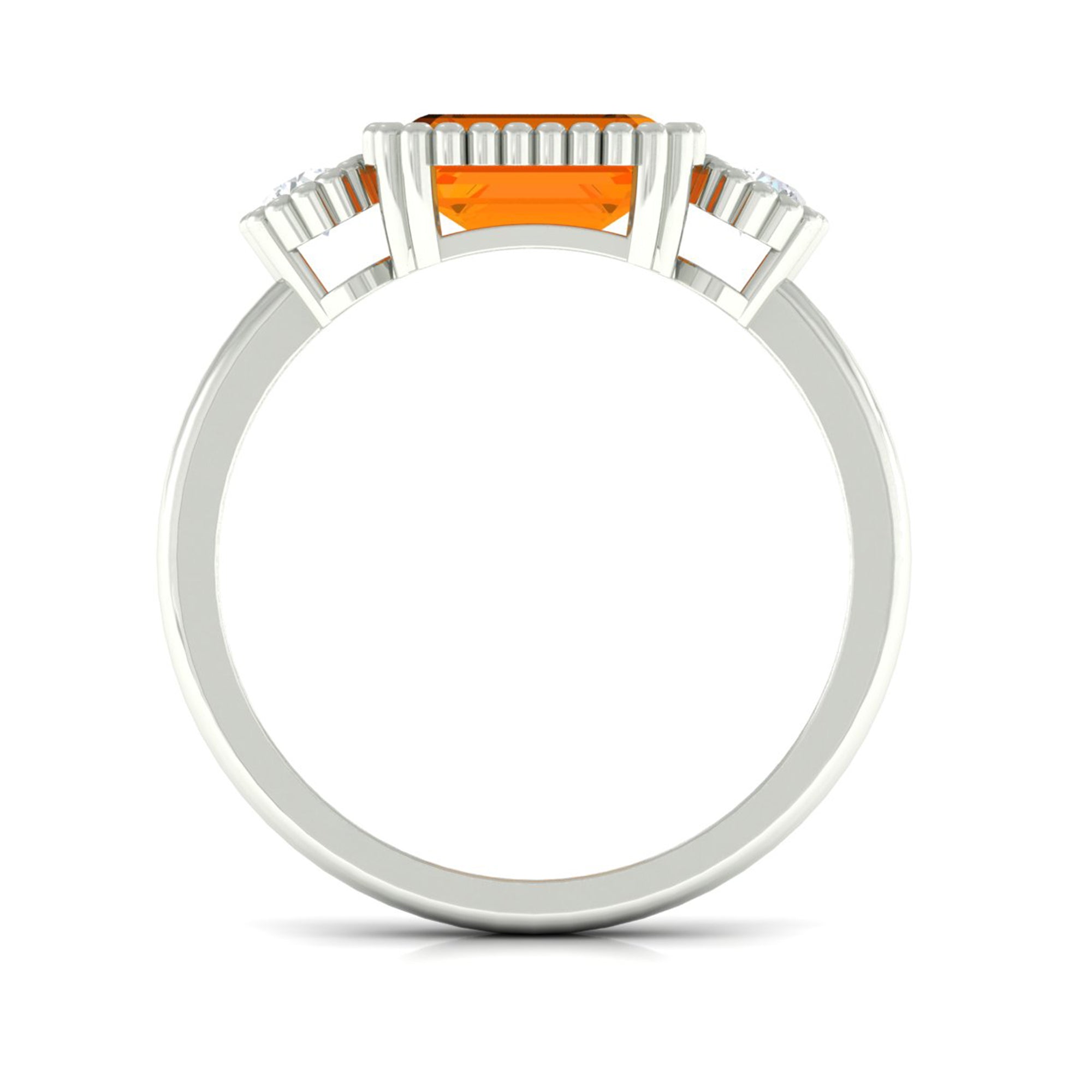 2 CT East West Fire Opal Engagement Ring with Diamond AAA - Rosec Jewels