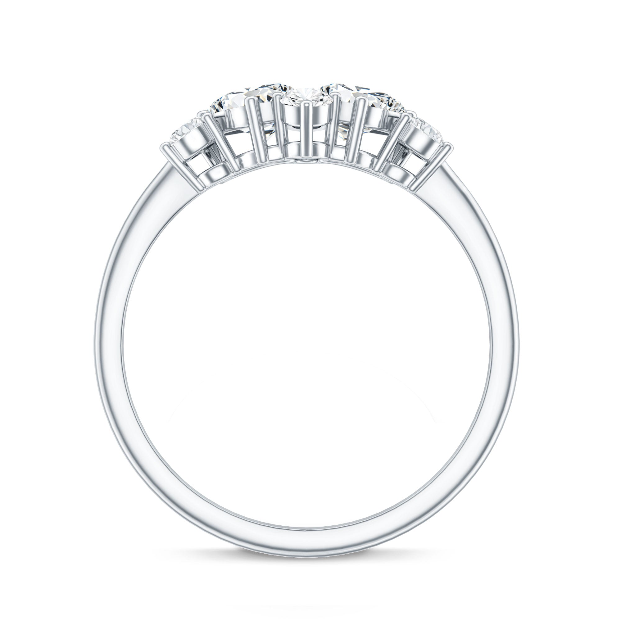 Pear and Round Moissanite Cluster Promise Ring D-VS1 - Rosec Jewels