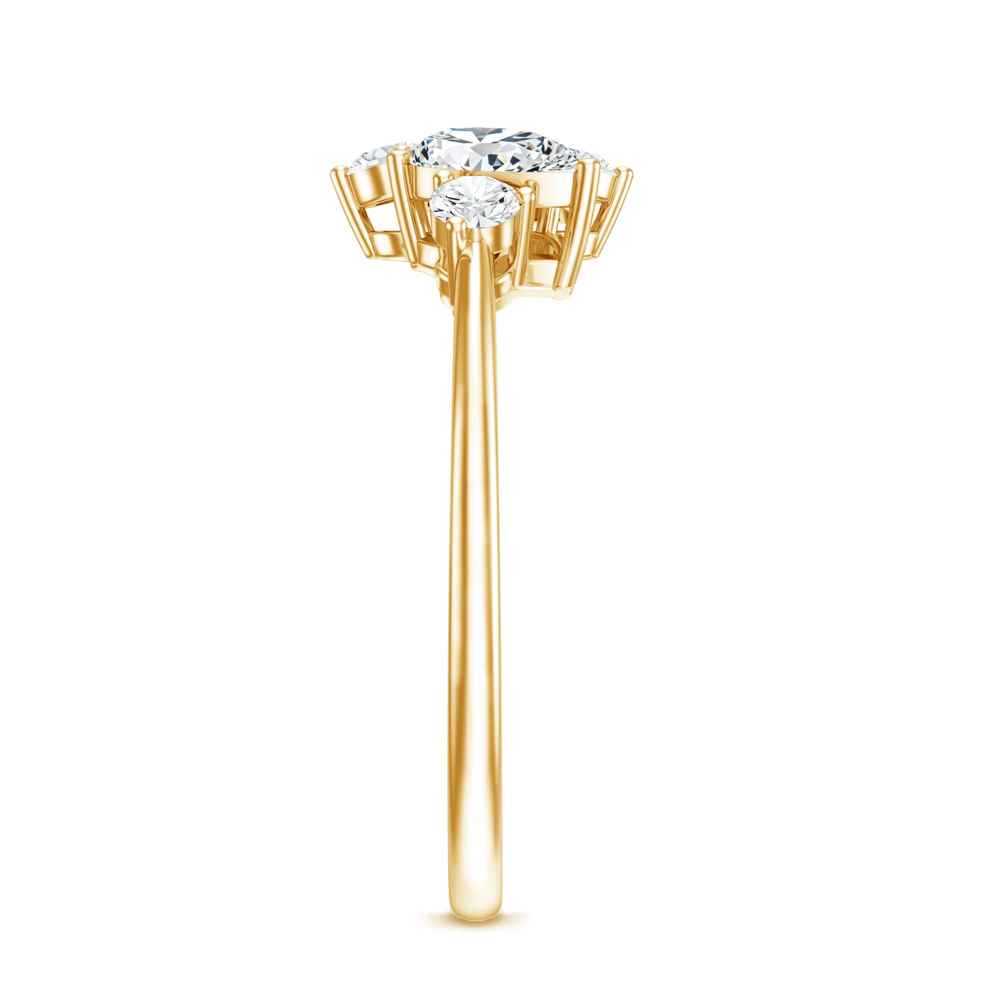 Pear and Round Moissanite Cluster Promise Ring D-VS1 - Rosec Jewels