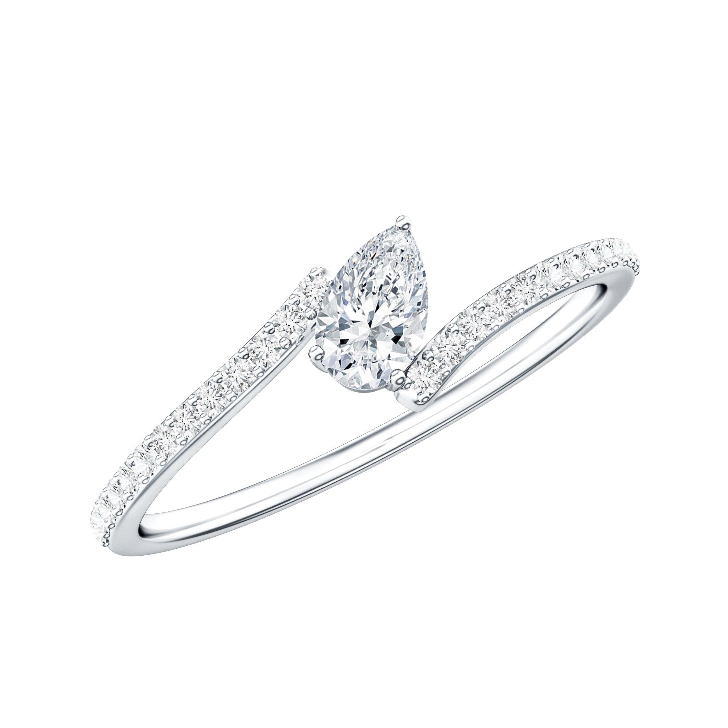 Certified Natural Diamond Promise Ring with Bypass Shank Natural - ( HI-SI ) - Rosec Jewels
