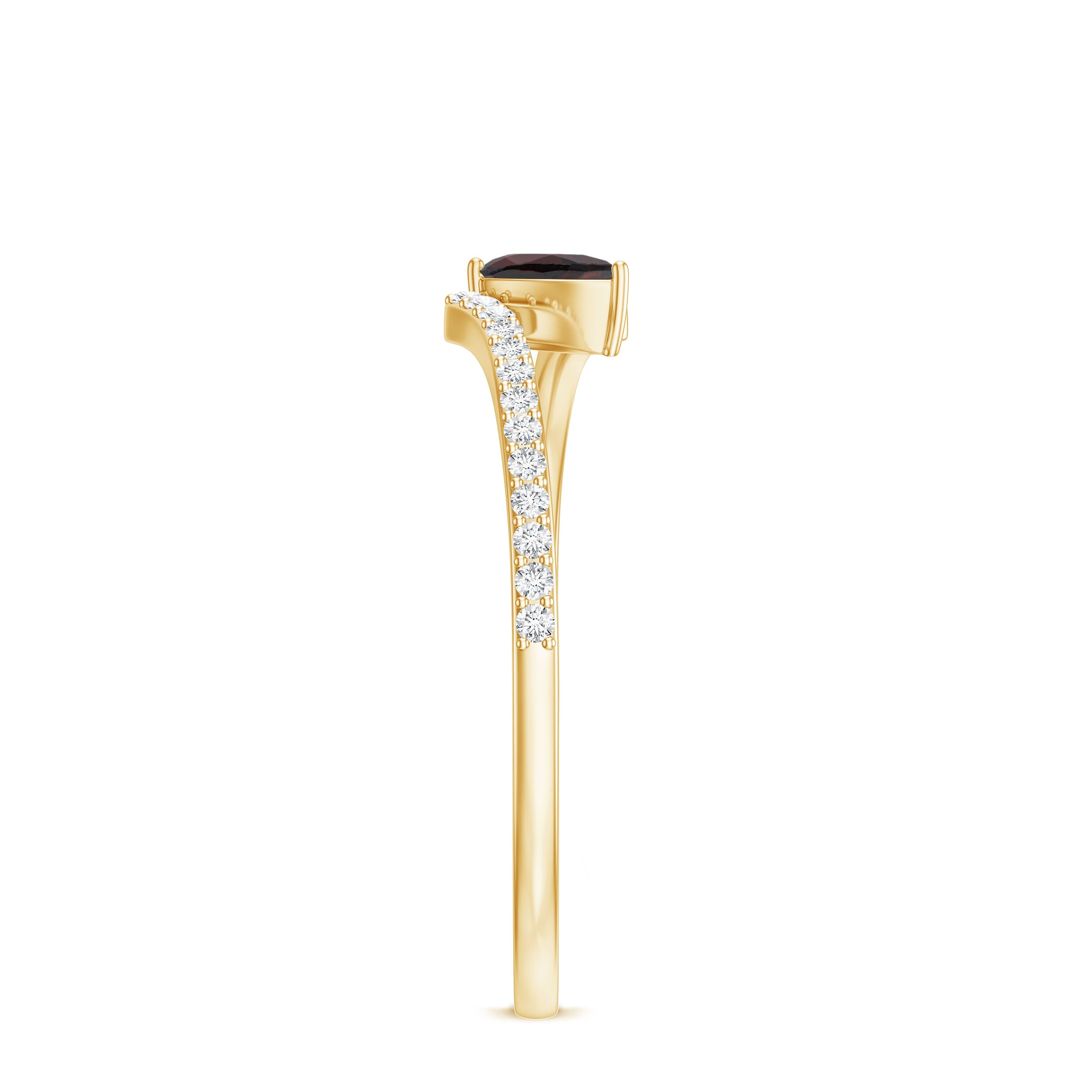 Real Pear Shape Garnet Promise Ring with Diamond Bypass Shank AAA - Rosec Jewels