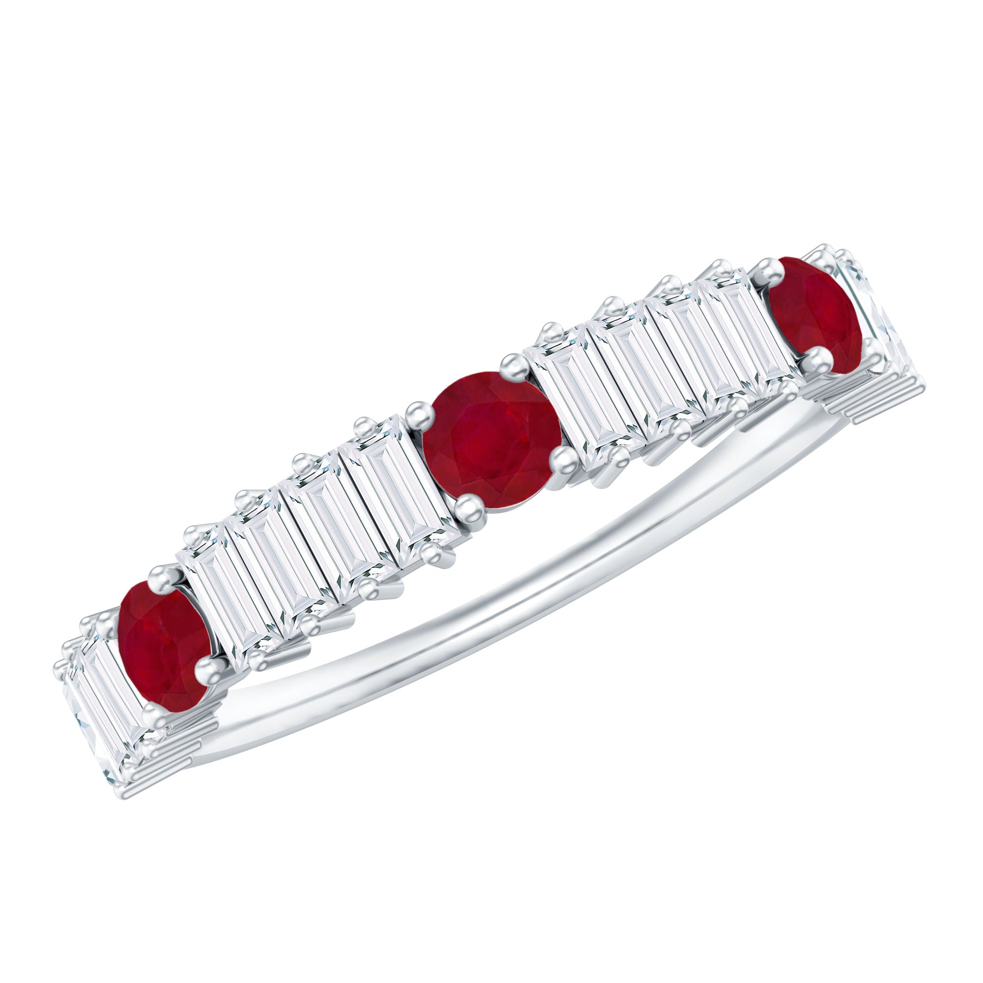 Ruby and Diamond Contemporary Half Eternity Ring