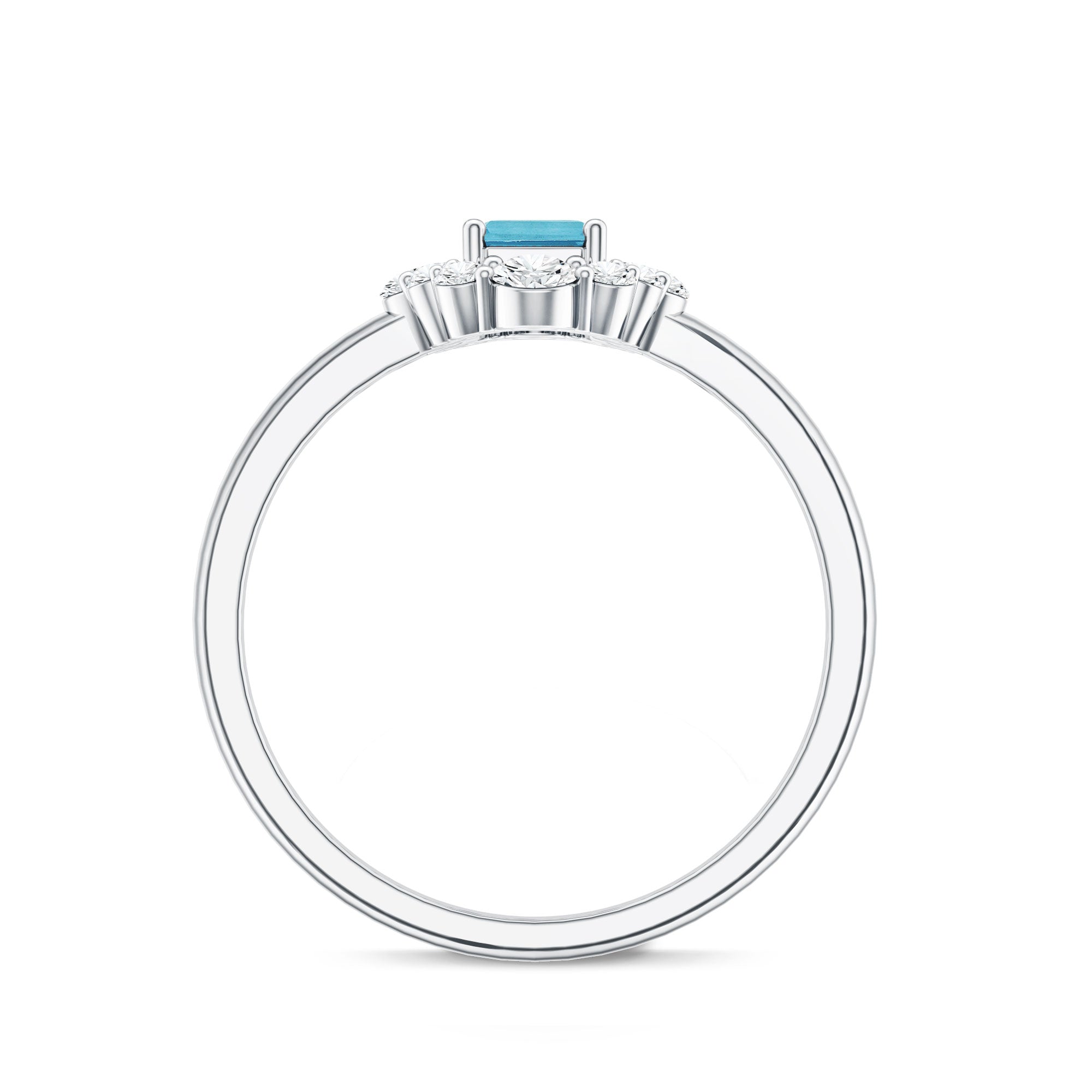 Octagon Aquamarine Engagement Ring with Diamond Halo AAA - Rosec Jewels