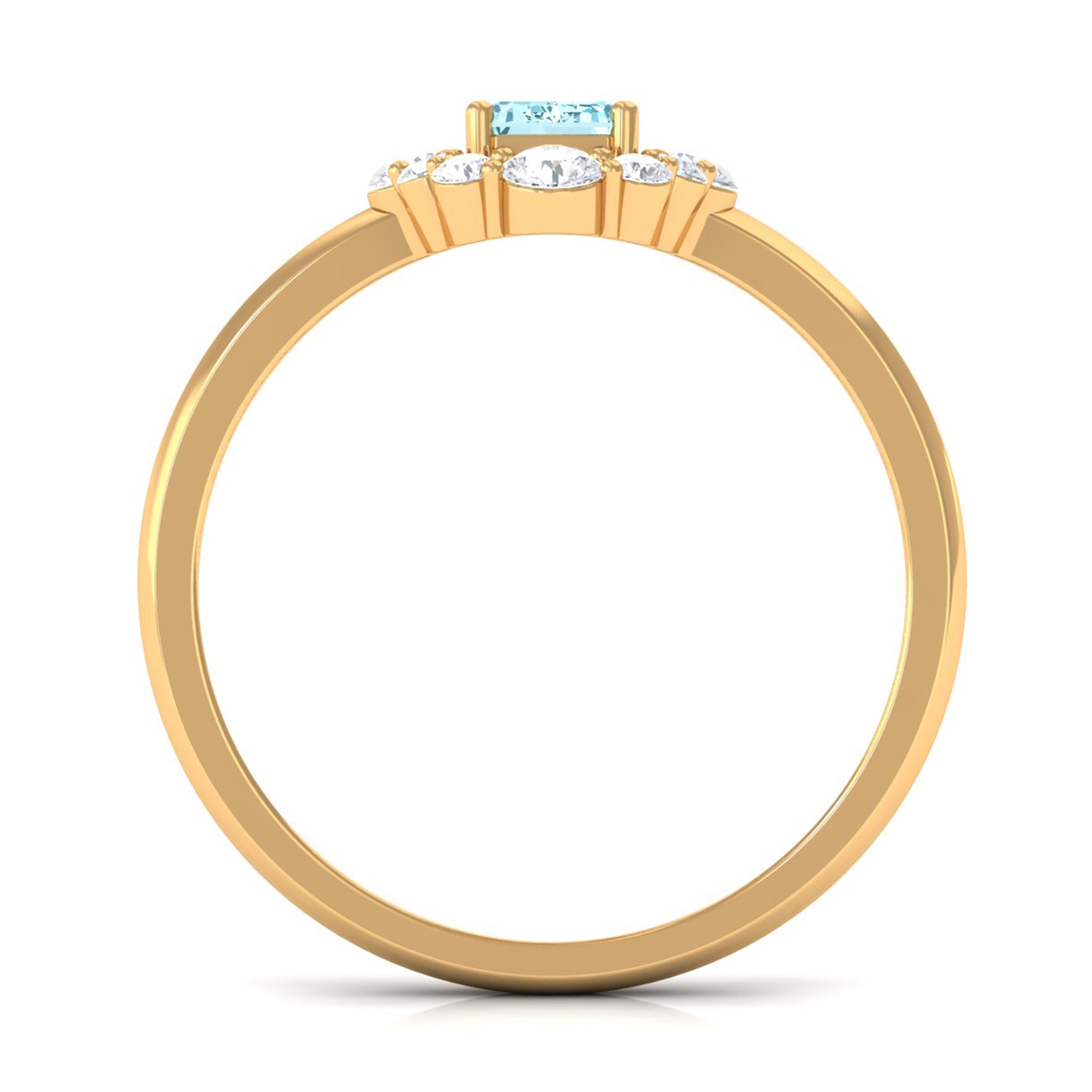 Rosec Jewels-Octagon Aquamarine Engagement Ring with Diamond Halo