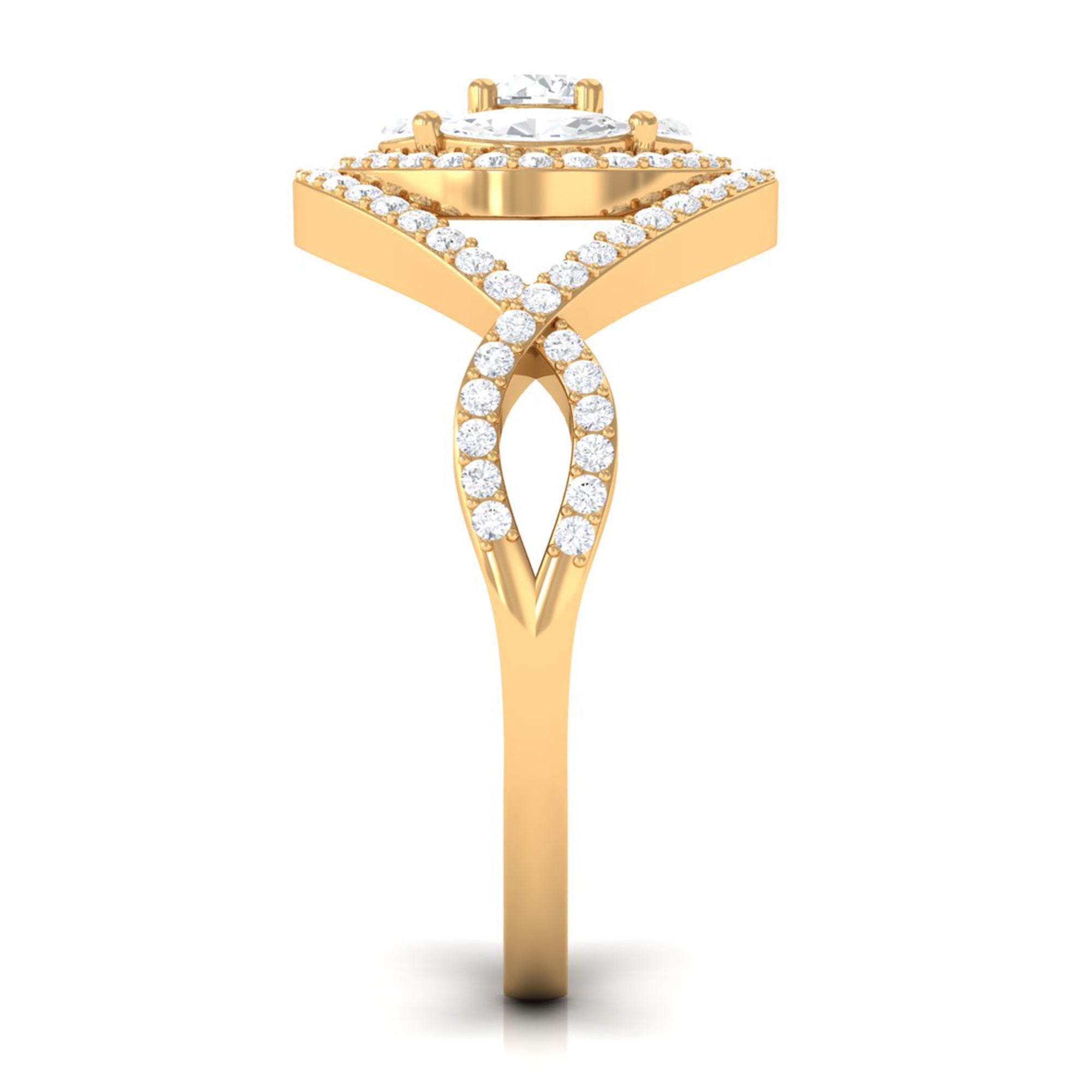 Criss Cross Zircon Cluster Engagement Ring AAAA - Rosec Jewels
